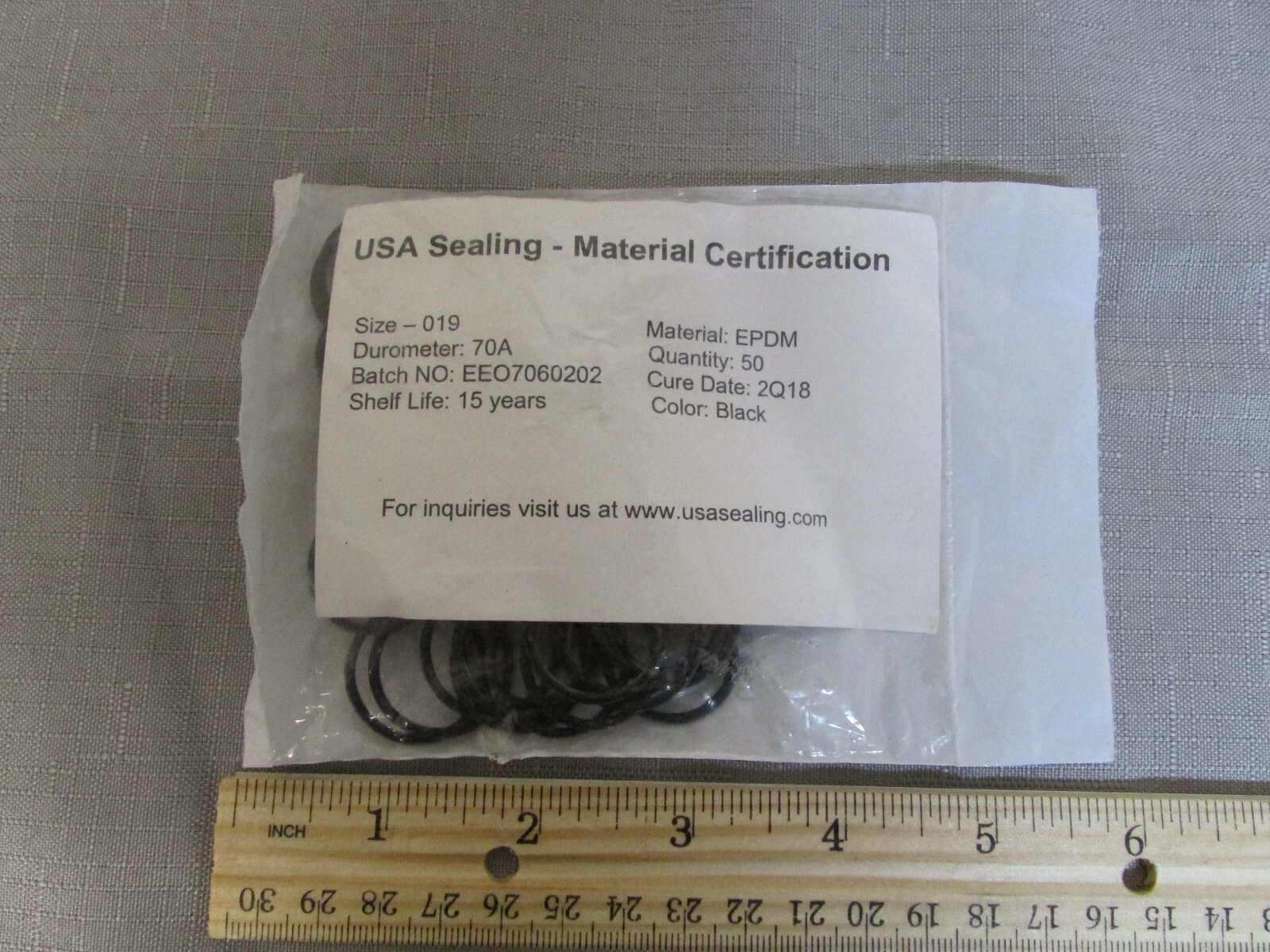 50 Pieces USA Sealing FDA EPDM O-Rings Size 019 Good to Year 2033