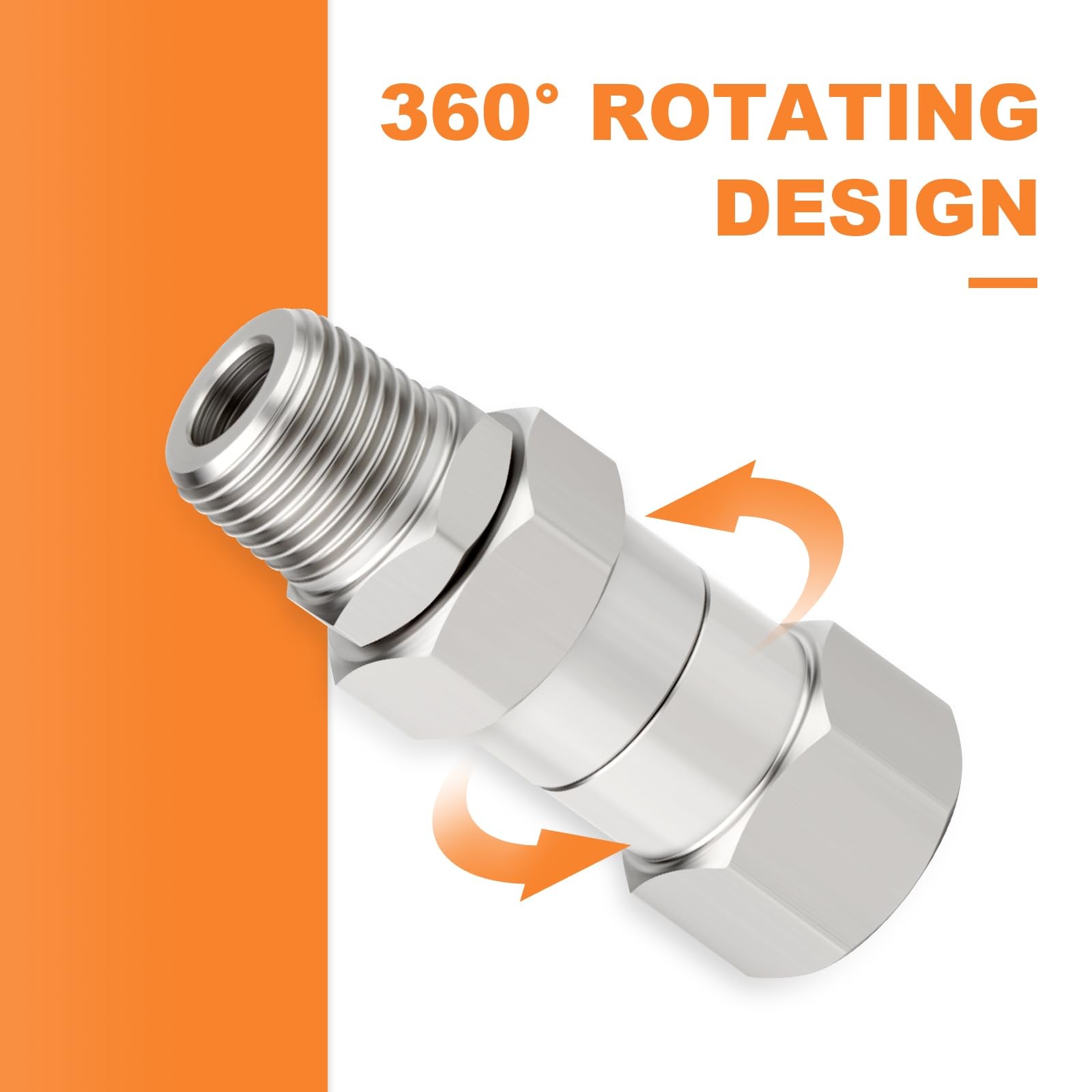 1Pc 3/8” NPT High Pressure Washer Swivel Fitting, Stainless Steel 360 Degree …