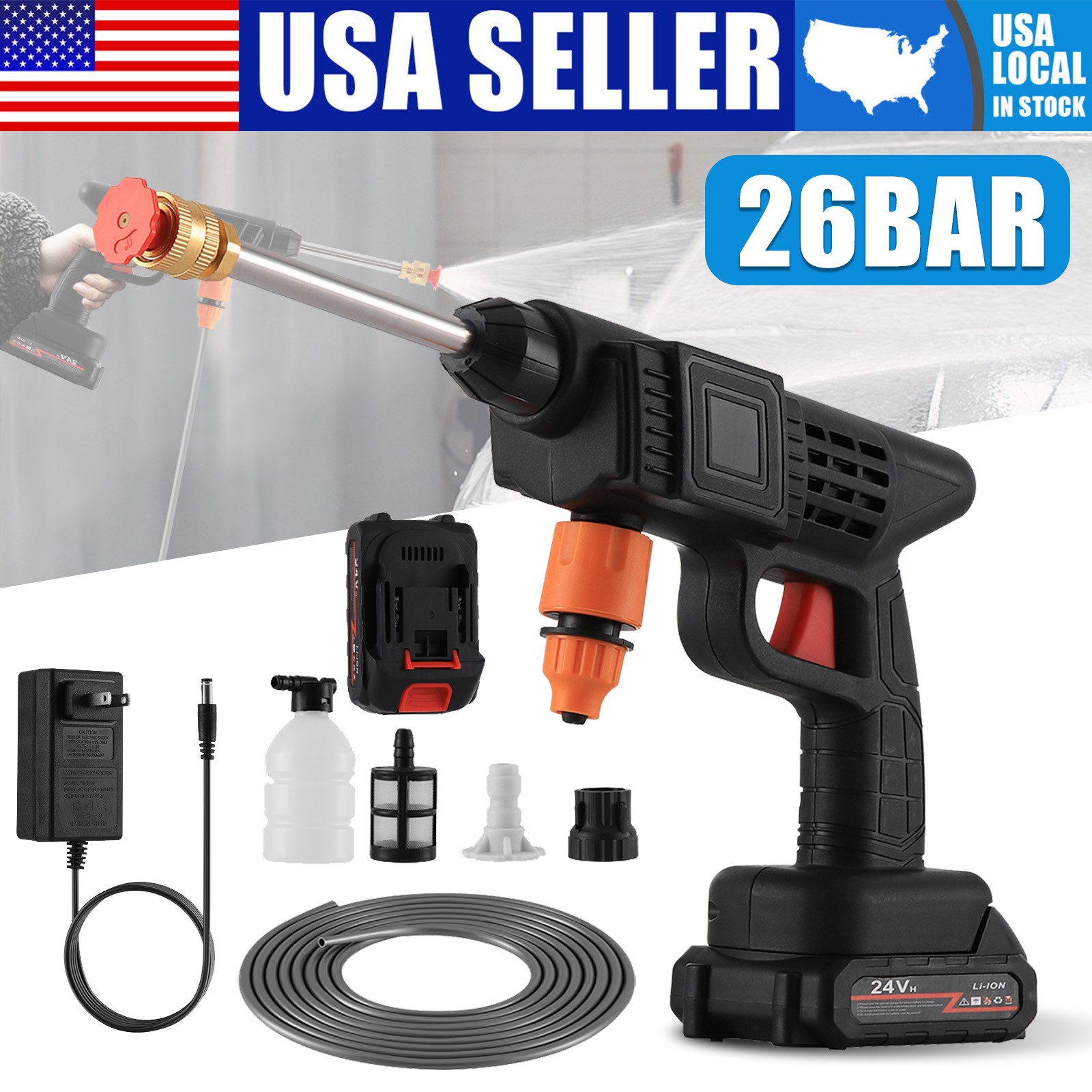 260W Cordless Electric High Pressure Water Spray Gun Portable Car Washer Cleaner