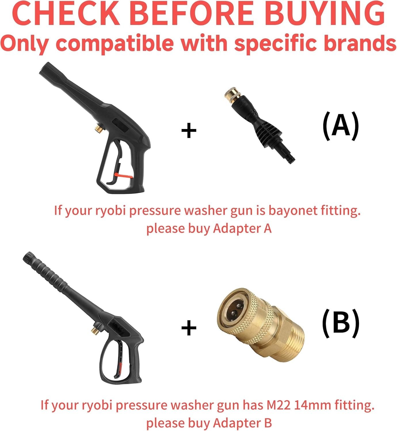 Lightweight PA66 Pressure Washer Adapter Kit – 5 Nozzles & Quick Connect Feature