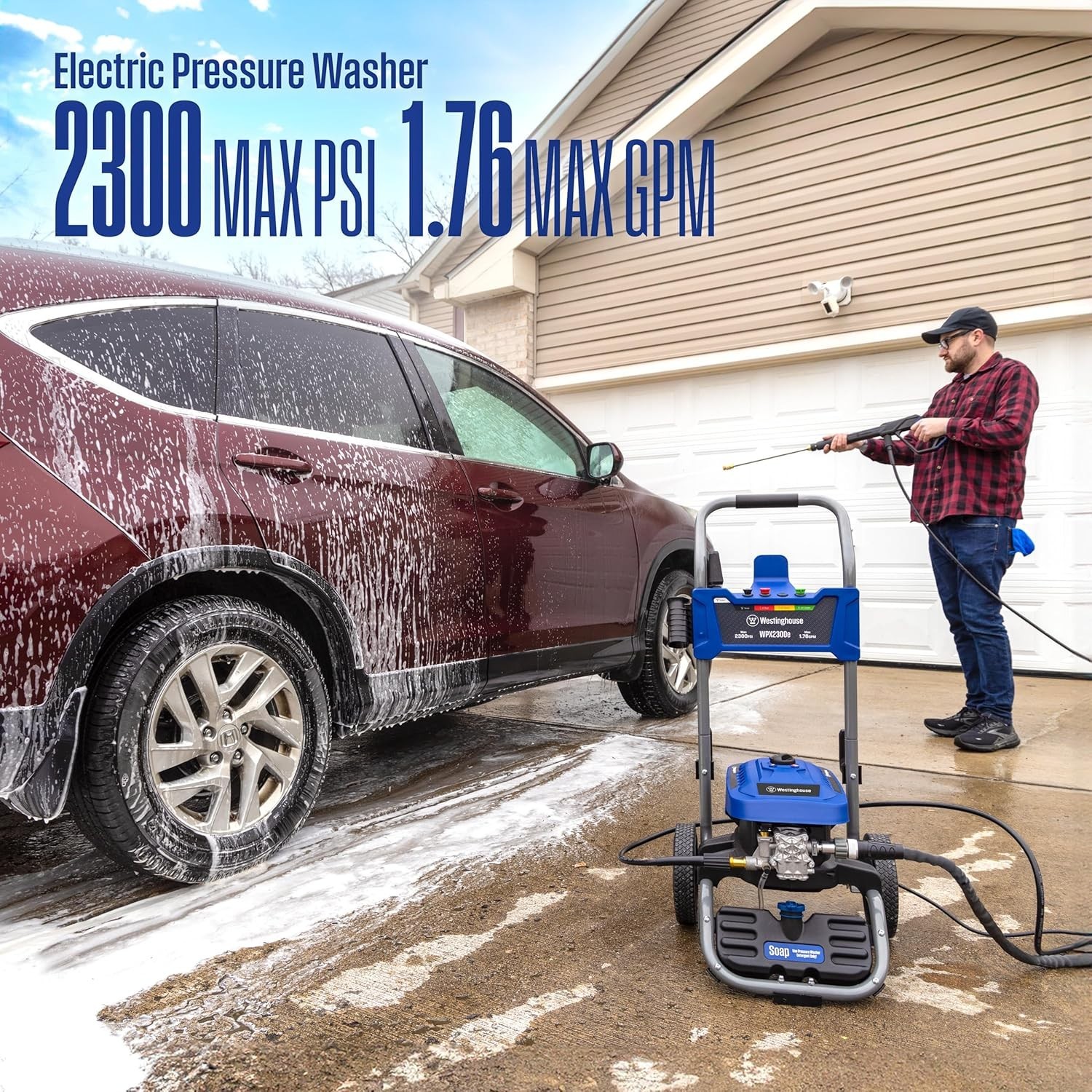 WPX2300e Electric Pressure Washer, 2300 Max PSI and 1.76 Max GPM, Induction Moto