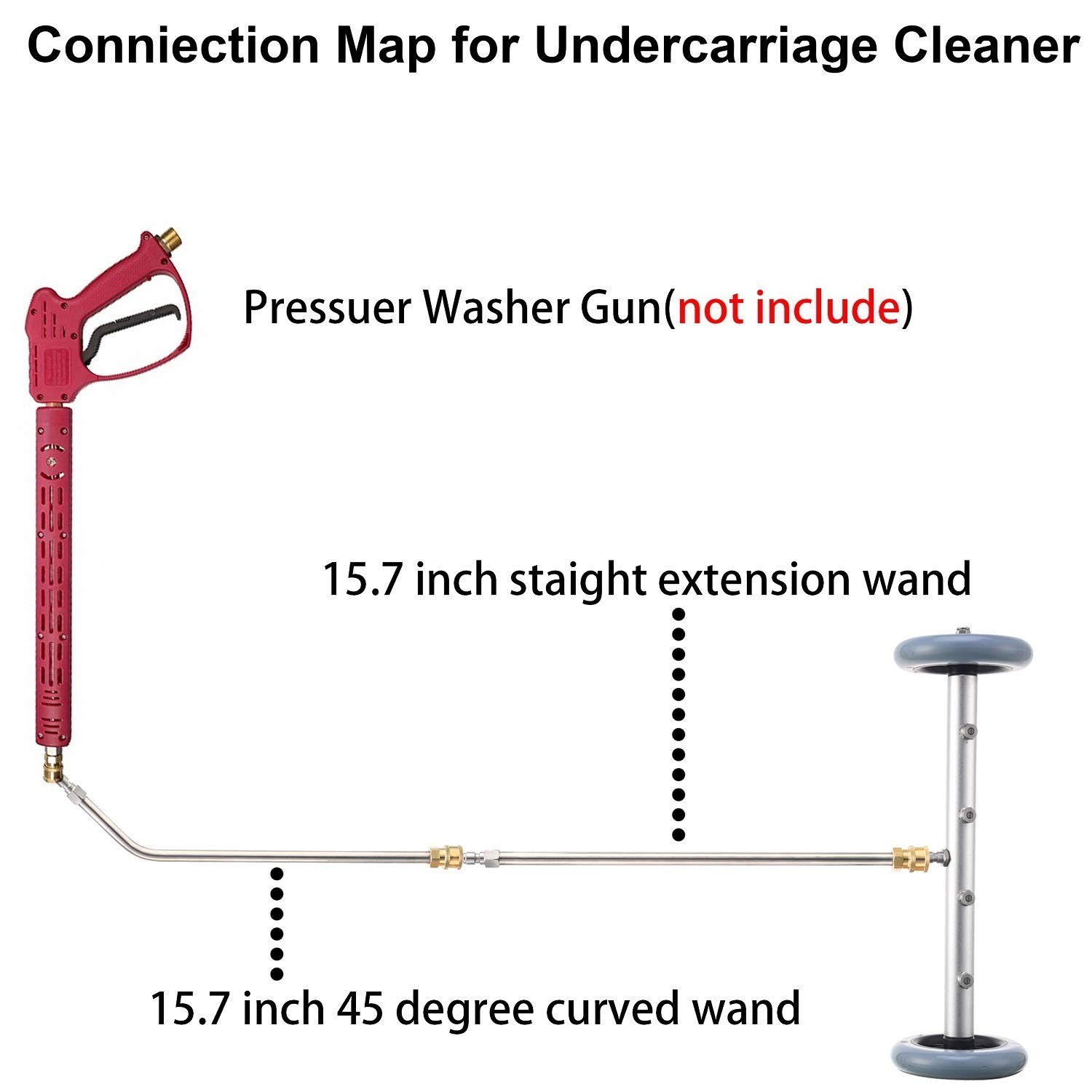 16″ Pressure Washer Undercarriage Cleaner, 4000 PSI, Extension Wand Included