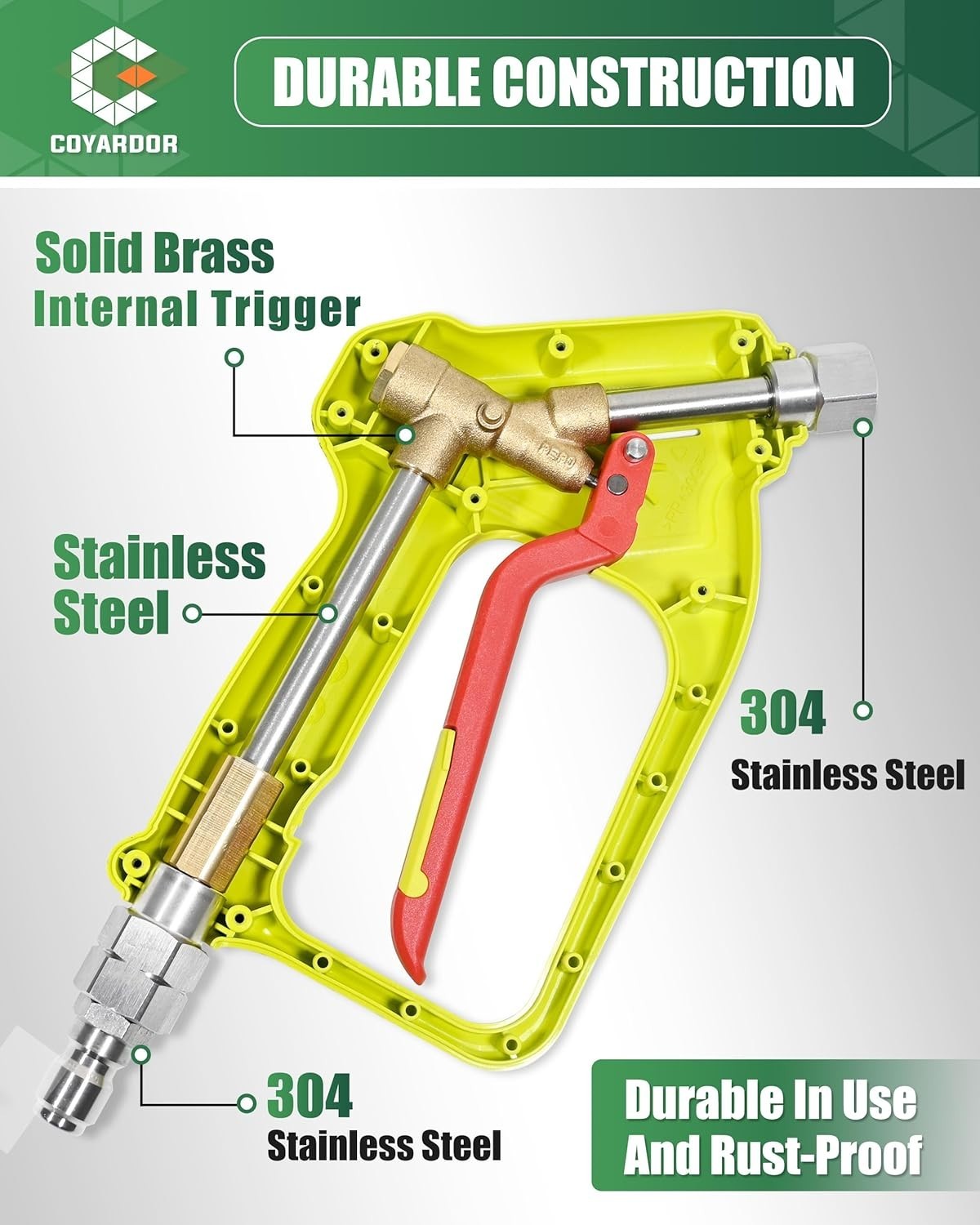 COYARDOR Pressure Washer Short Gun with Quick Connector Swivel, 4000PSI 6.8GPM