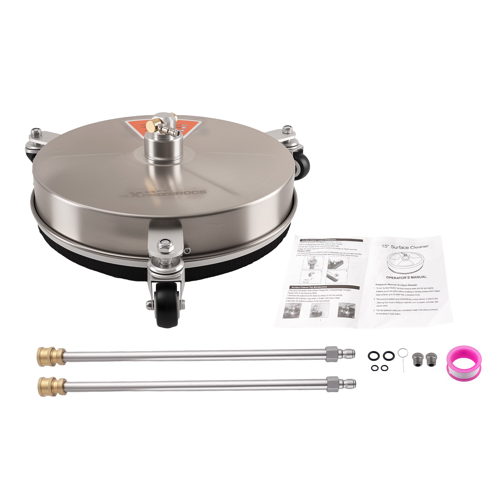 15in Pressure Washer Surface Cleaner 4200PSI 1/4″ Quick Connect Stainless Steel