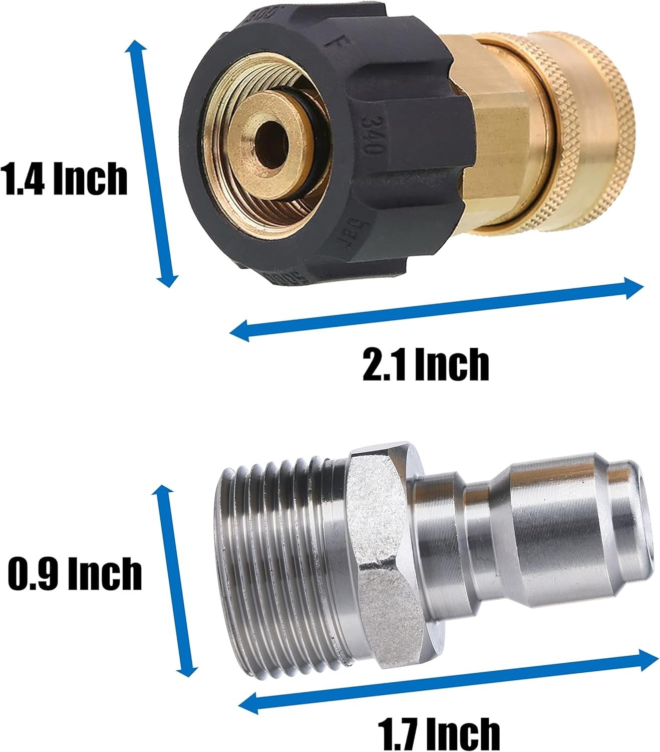 High-Quality Brass Pressure Washer Adapter, M22 14mm to 3/8 Inch Quick Connect