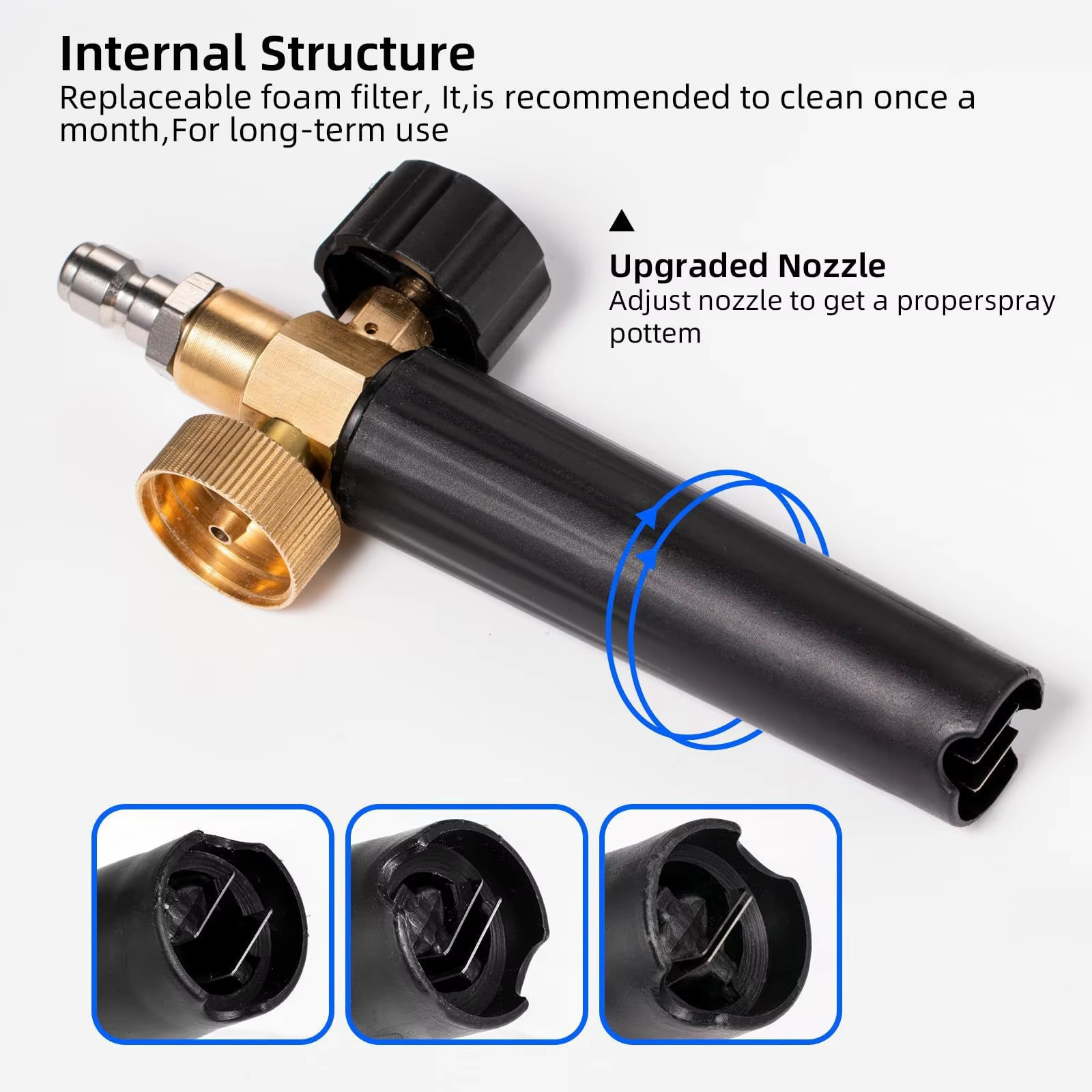 300 Bar High – Pressure Washer – 1L Foam Cannon, 5 Nozzles, M22 – 14 Connection,