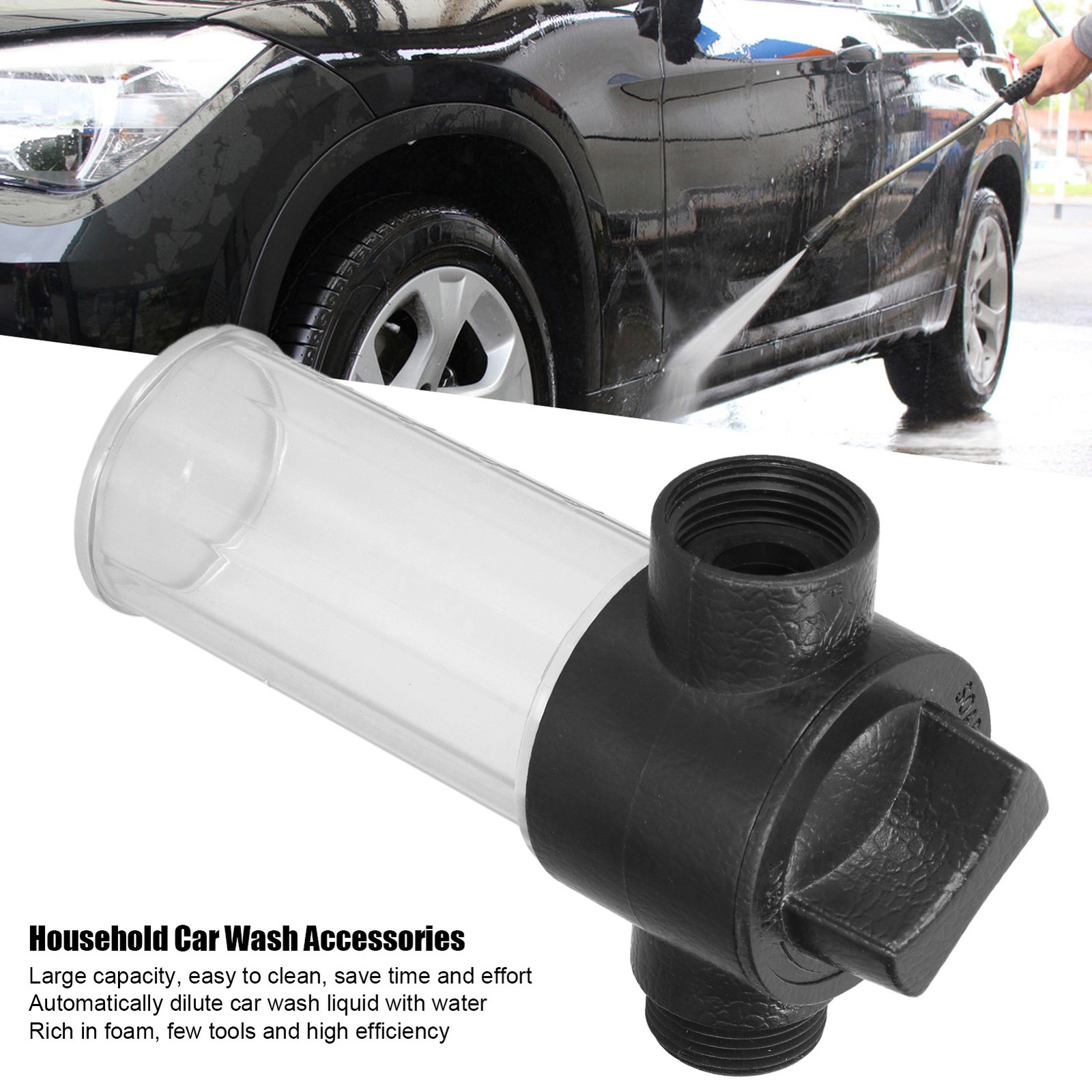 Water Foam Bottle Hose Car Washing Foamer Pot Tank Wash Accessories 100ML