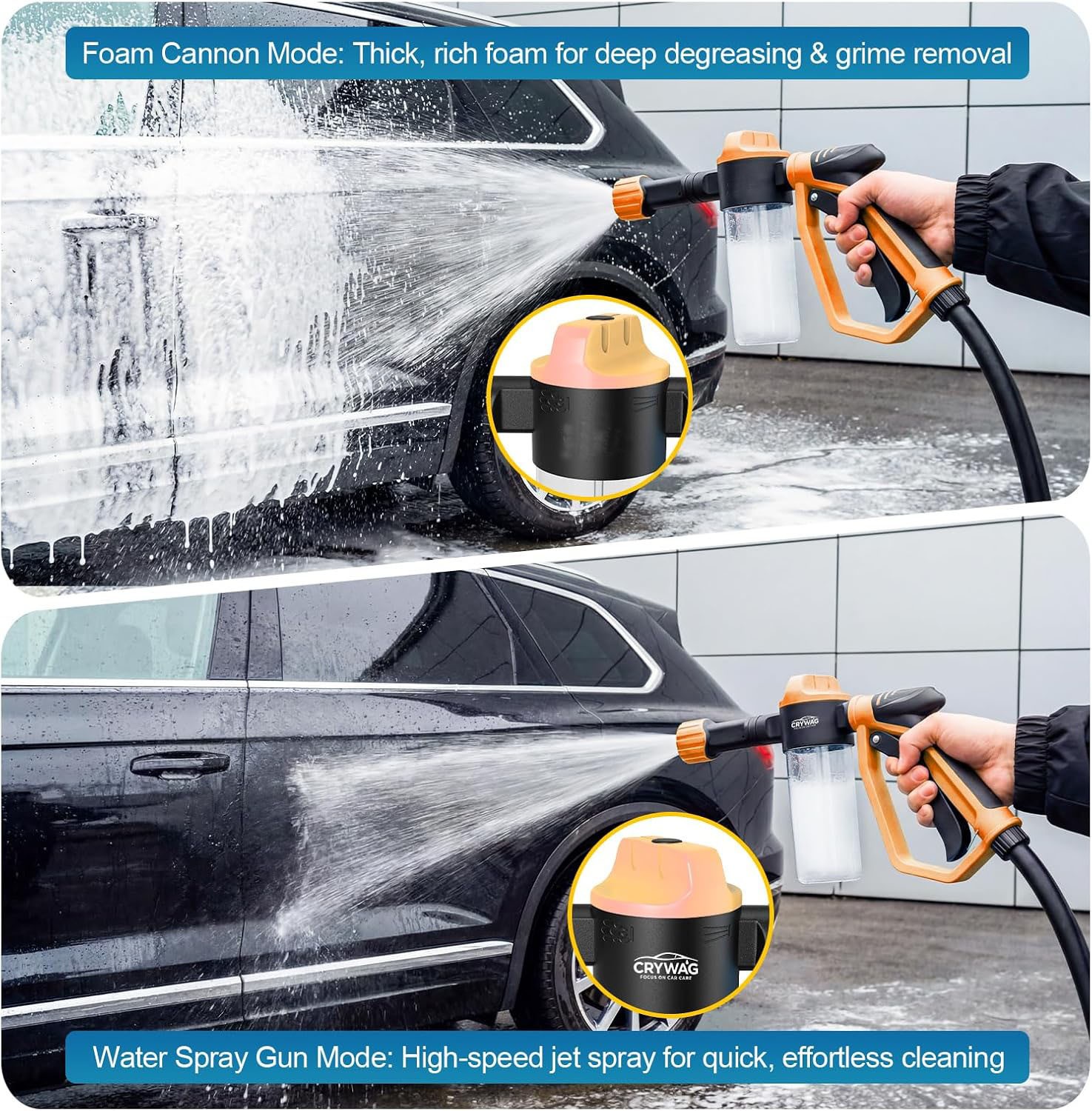 Car Wash Foam Gun For Garden Hose, Foam Cannon Car Wash Kit With Microfiber Wash