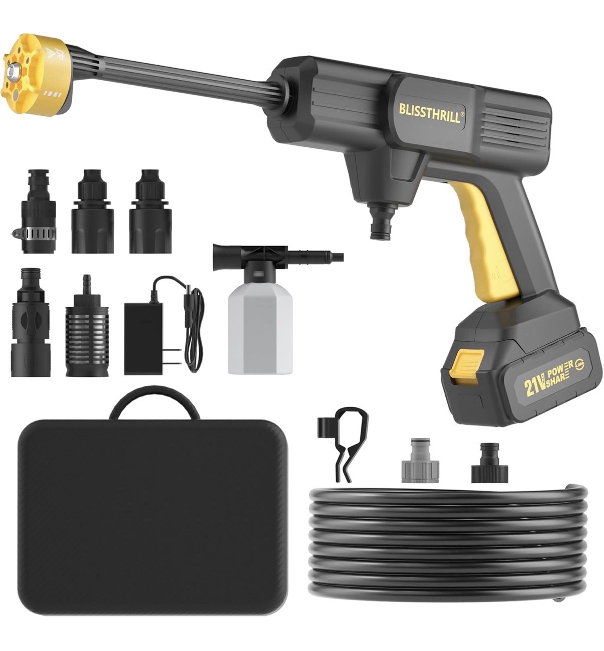 21 Volt 1100 PSI Portable Handheld Pressure Washer Any Water Source 6 In 1