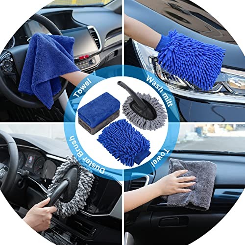 33Pcs Car Wash Detailing Kit Cleaning Kits with Foam Gun Sprayer Brush Large