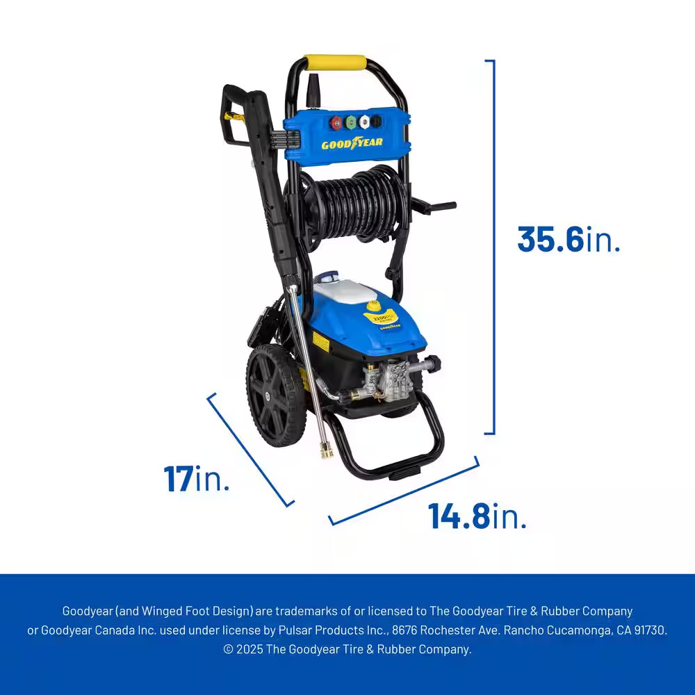 2200Psi, 1.65 GPM Cold Water Electric Pressure Washer 4 Quick-Connect Spray and