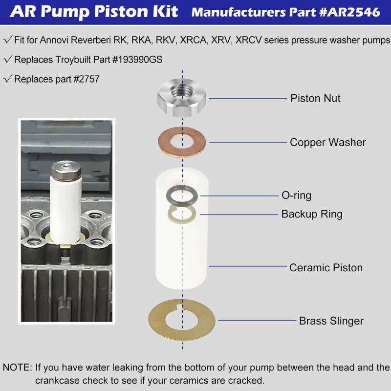 for Ceramic Plunger AR2546 Pump Piston Kit for Annovi Reverberi RK RKA RKV 18mm