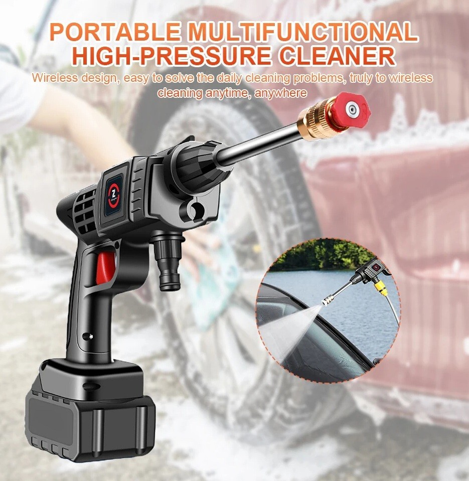 200W 50Bar Cordless High Pressure Car Washer Spray Water Gun 10000mAh Battery