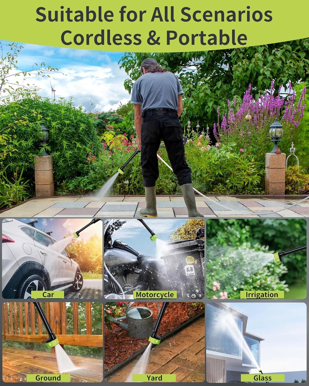 Lightweight 990 PSI Cordless Pressure Washer with 4.0Ah Battery & Foam Pot