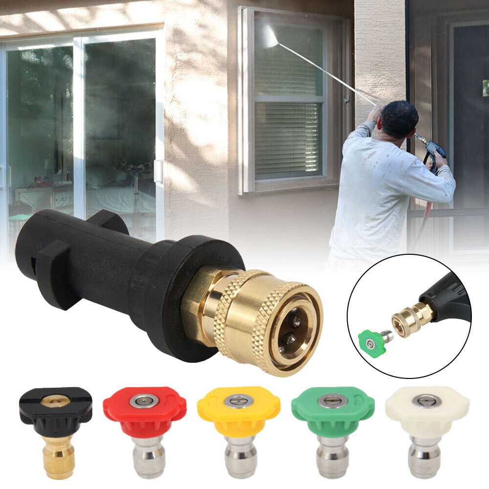Pressure Washer Gun Adapter 1/4 Quick Connector + 5 Tips for Karcher K2-K7 ET