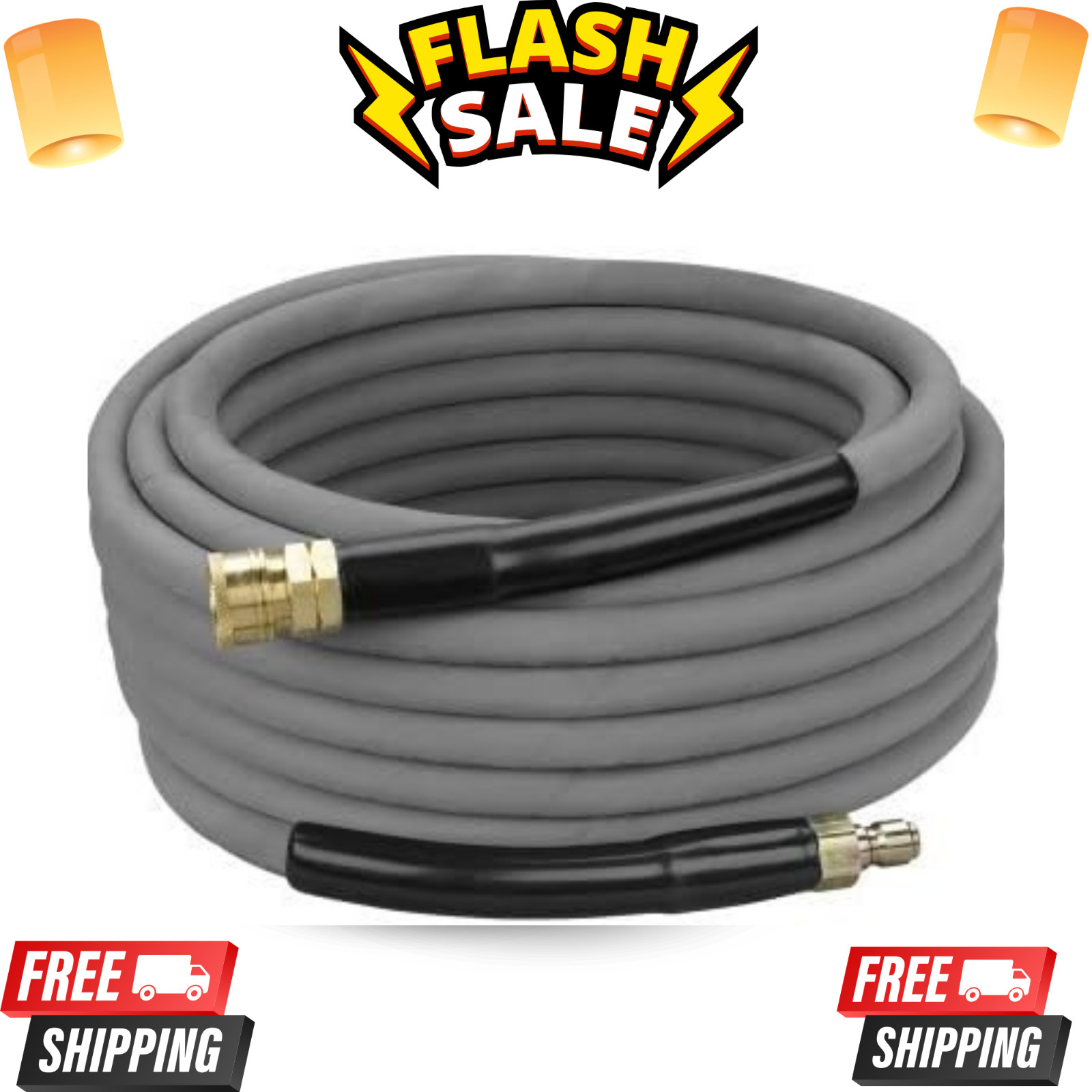 NEW Pressure Washer Hose 50FT 4000PSI Gray Non Marking Cover Couplers