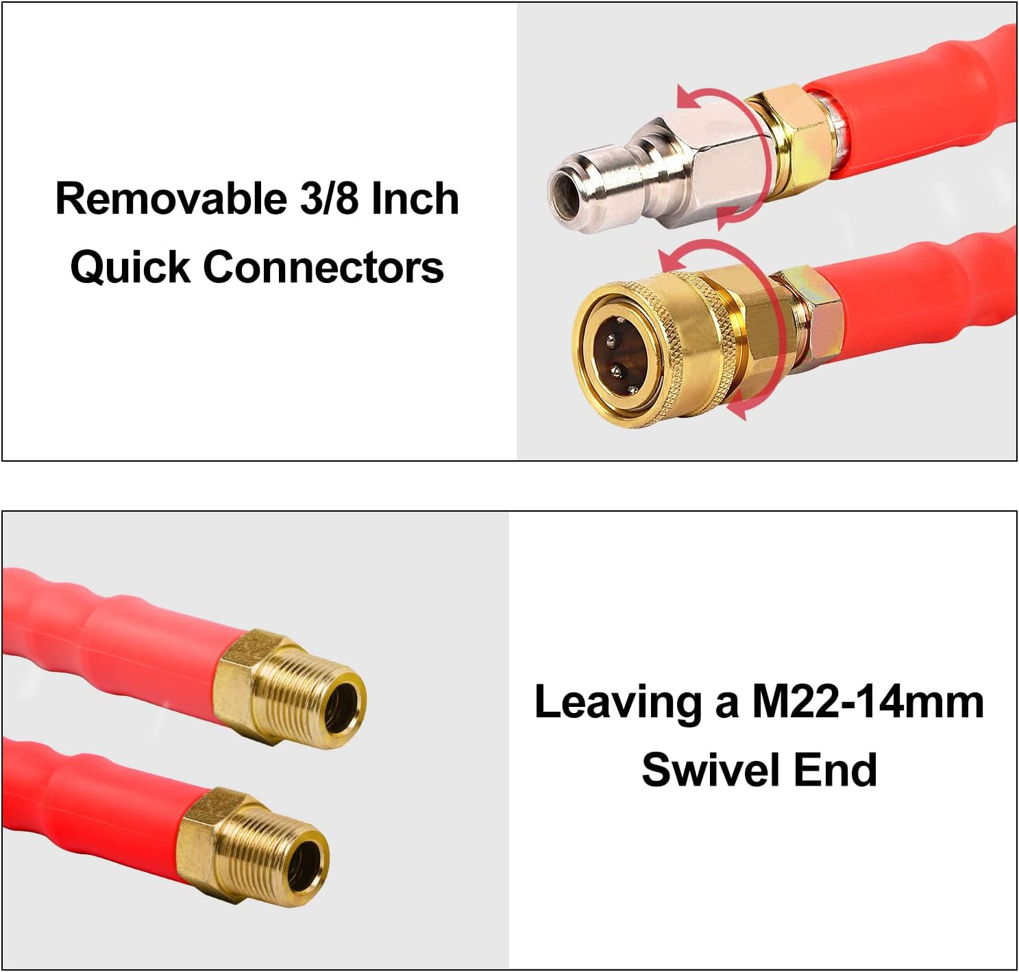 Pressure Washer Whip Hose 5FT, 3/8” Reel Connector for Power Washer, 248°F Hot