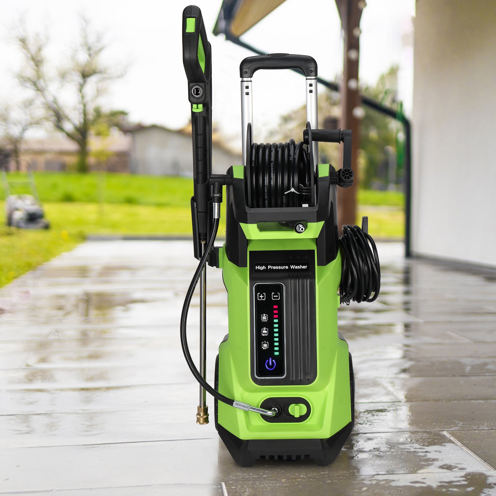 3800PSI Electric Pressure Washer with Touch Screen Adjustment Pressure Green
