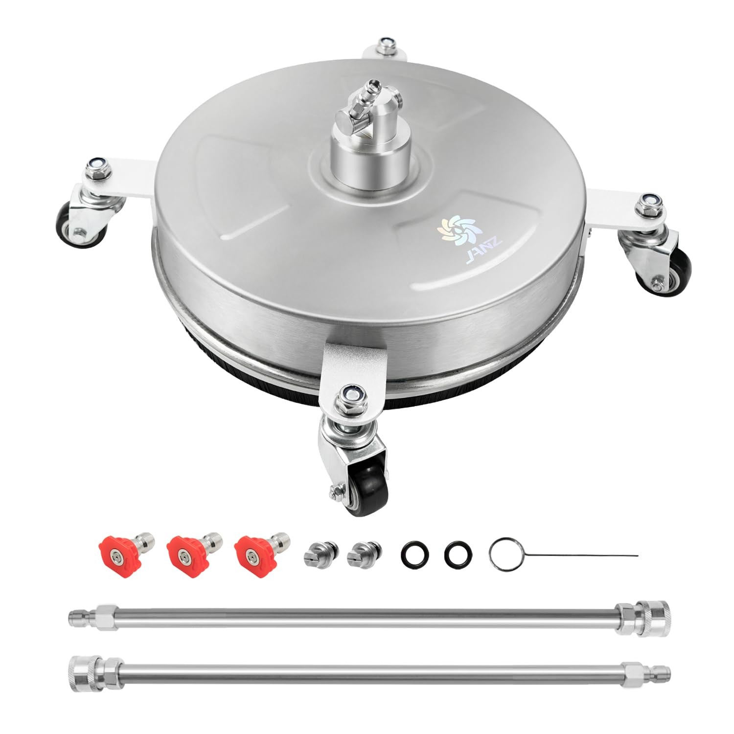 14 inch Pressure Washer Surface Cleaner Attachment with 4 Wheels Stainless