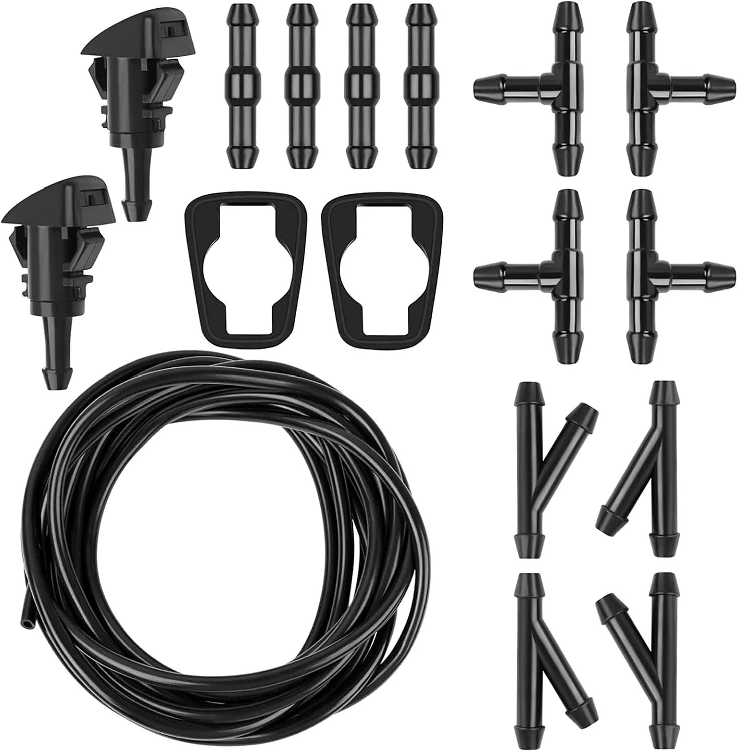 Windshield Washer Hose Kit 5M Fluid Tubing with Connectors Nozzles Set