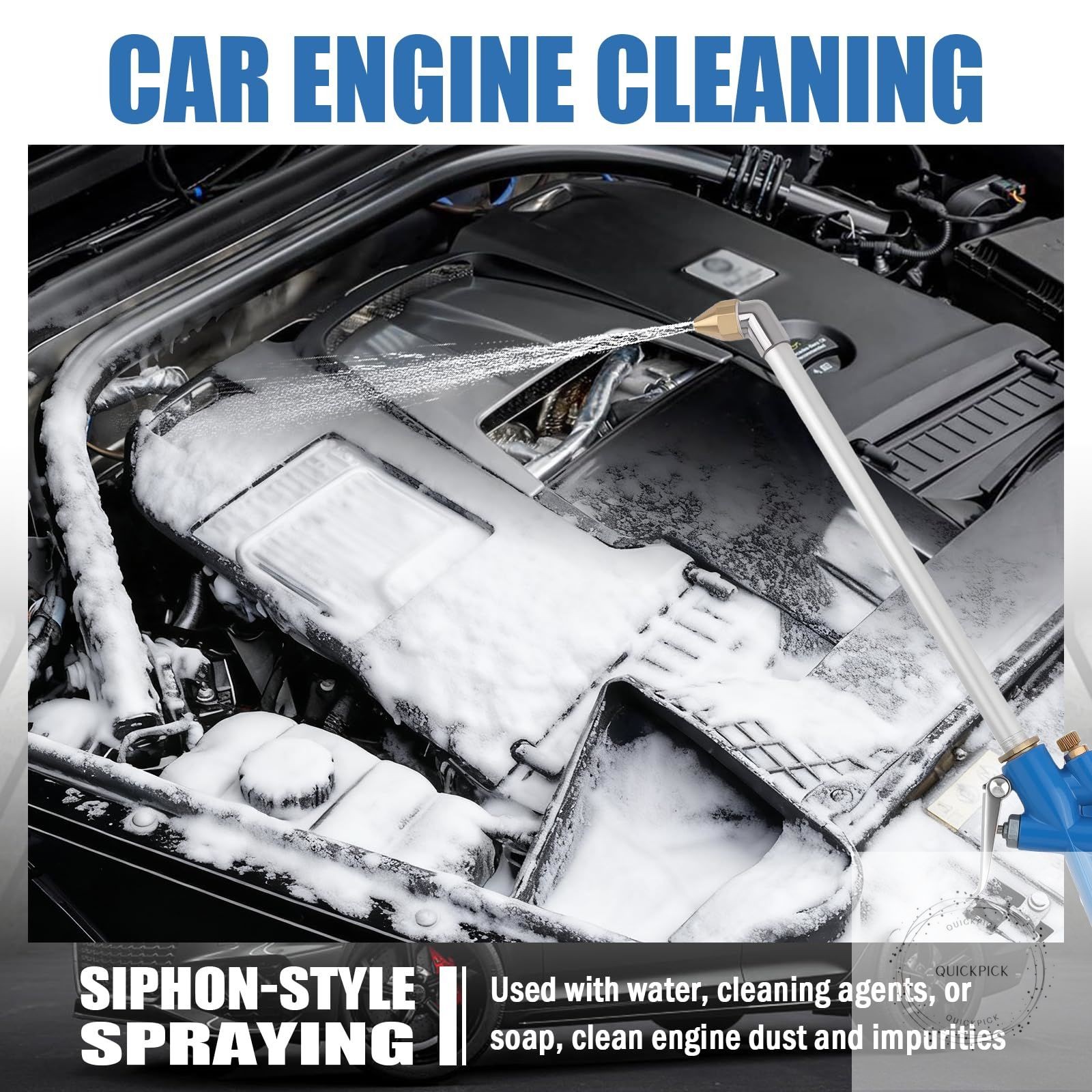 Air Engine Cleaning Gun with 3.93Ft Hose,Elbow Pneumatic Siphon Spray Gun Car