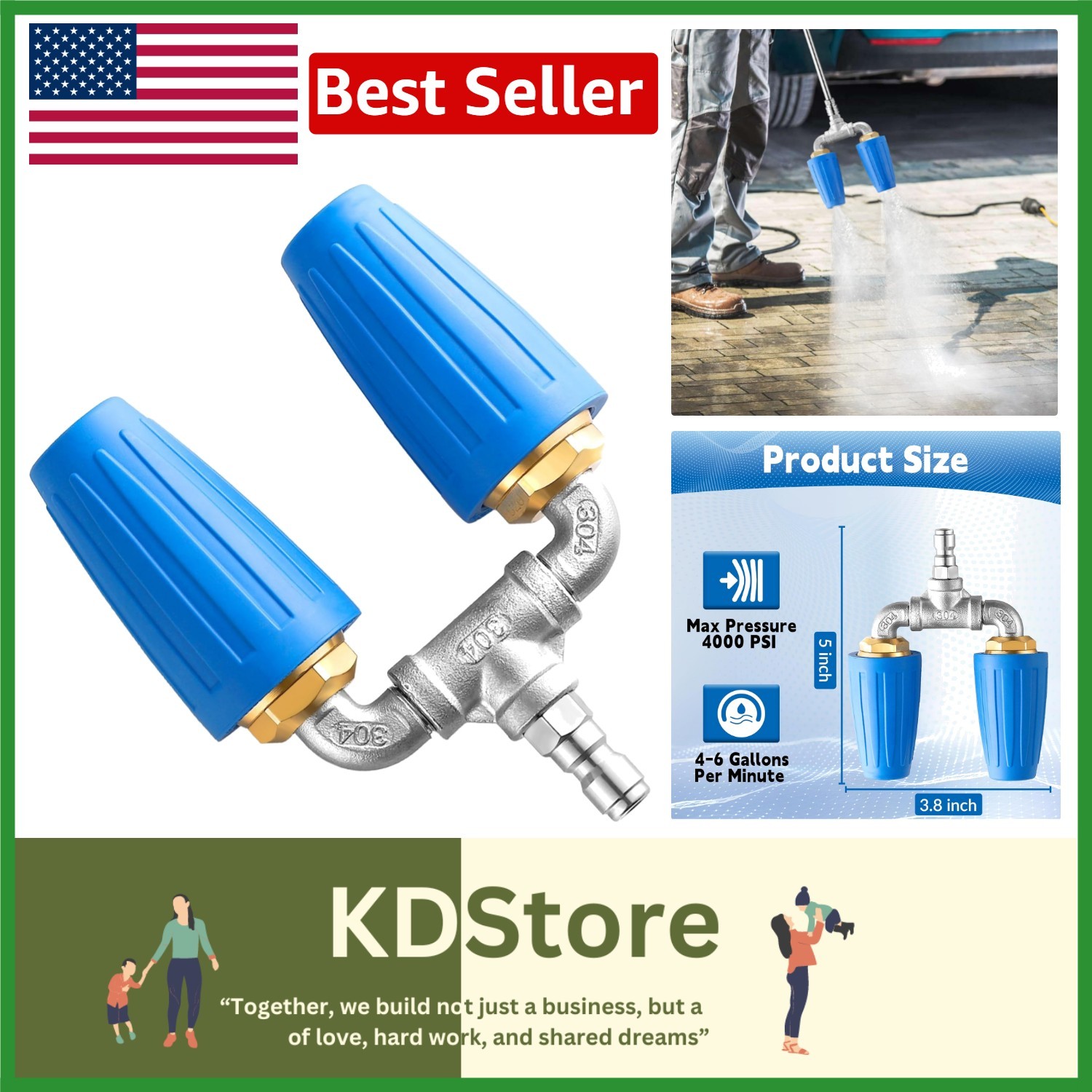 Professional Dual Turbo Nozzle with 1/4″ Quick Connect – Multi-Surface Cleaner