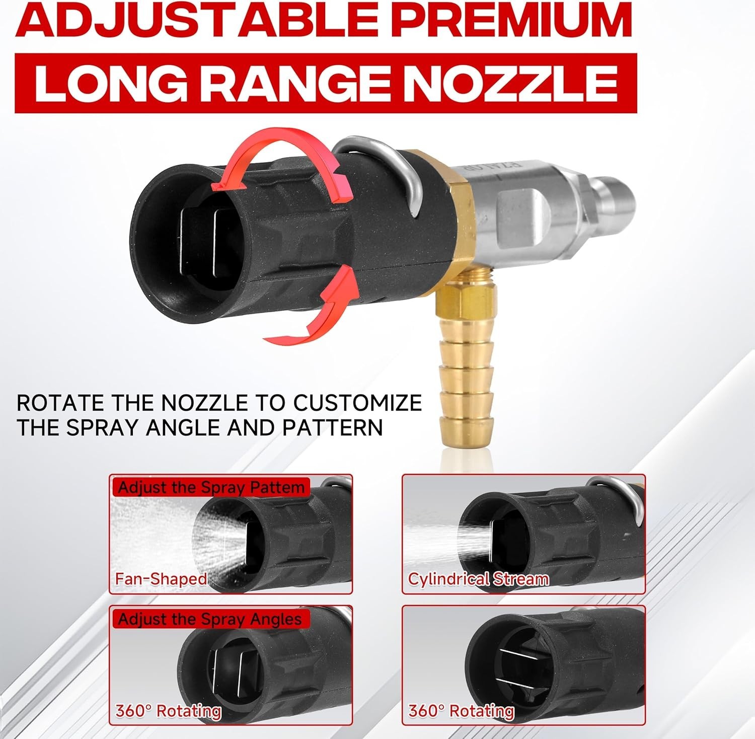 Long-Range Chemical Injection for Pressure Washer, Injector Nozzle Kit, 4000 PSI