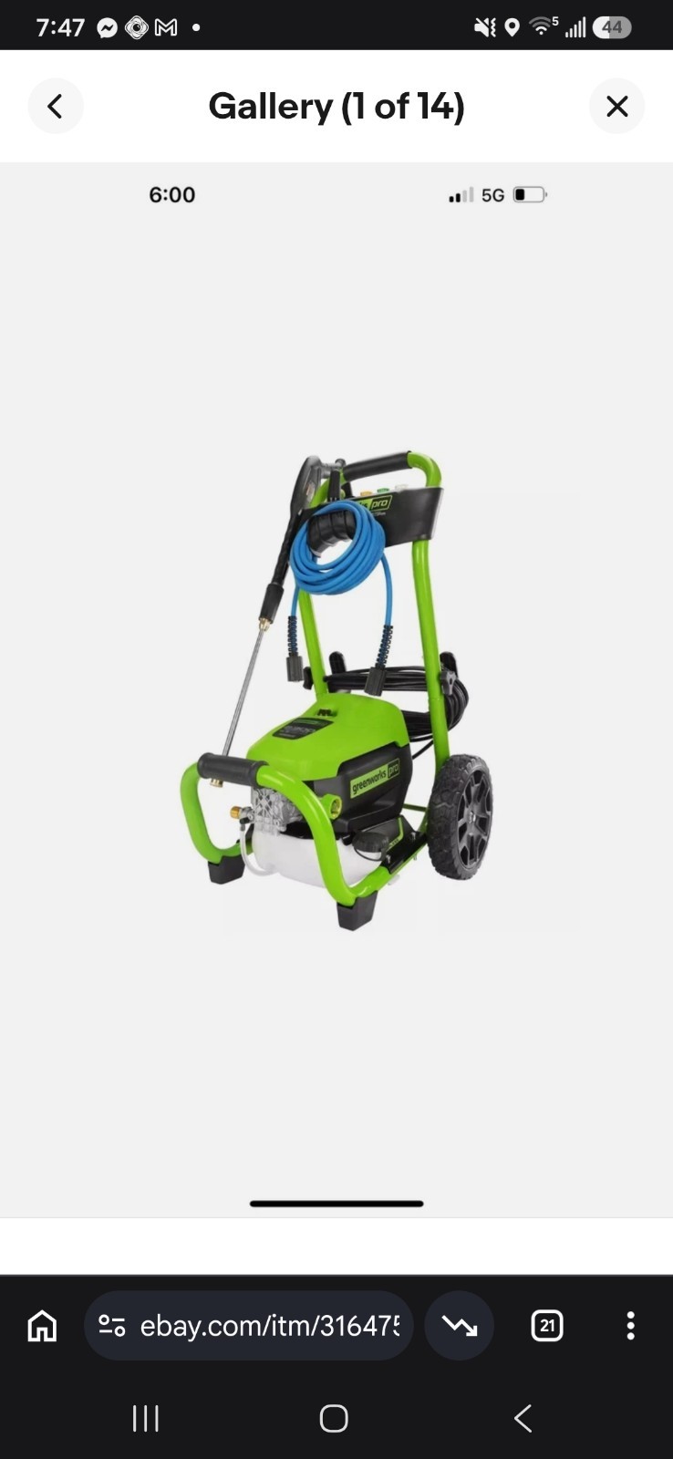 GreenWorks Pro 2300PSI 2.3GPM Cold Water Electric Pressure Washer