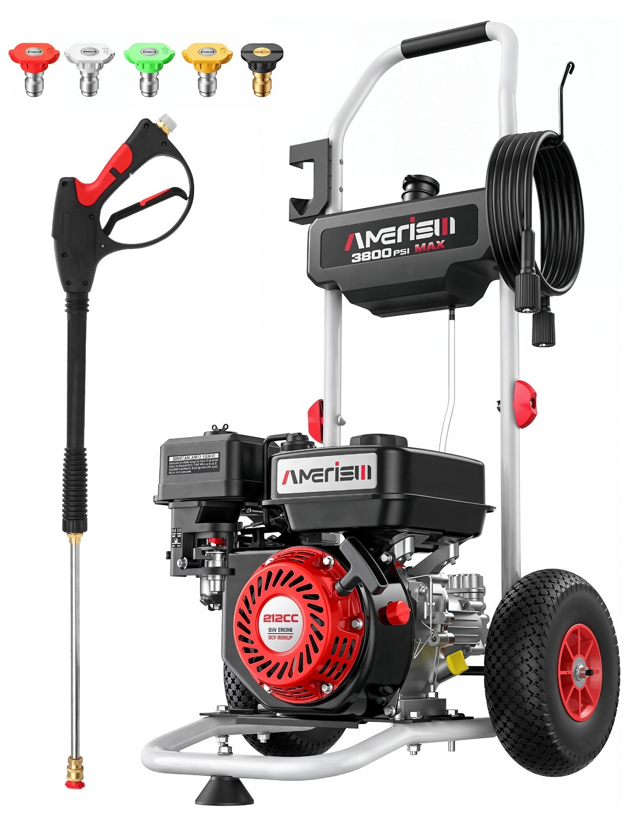 Amerisun 3800 PSI Gas High Pressure Washer, 2.5 GPM, 212cc Engine
