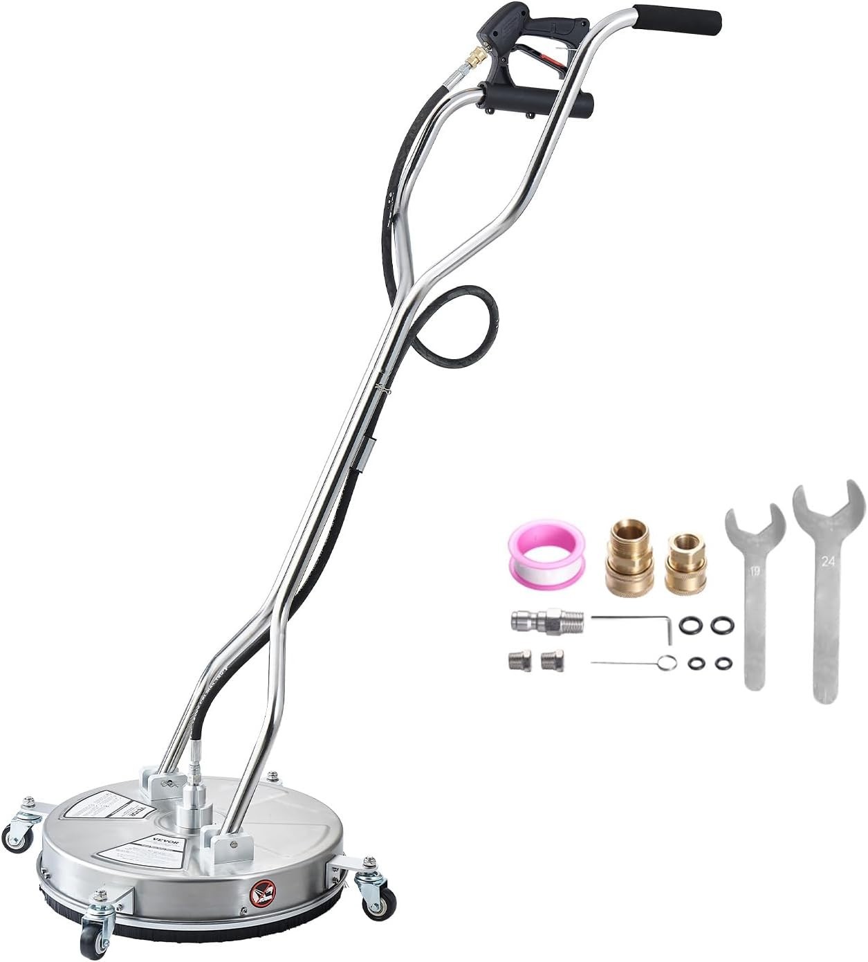 Professional 4000 PSI Stainless Steel Surface Cleaner with Dual Handle & Wheels