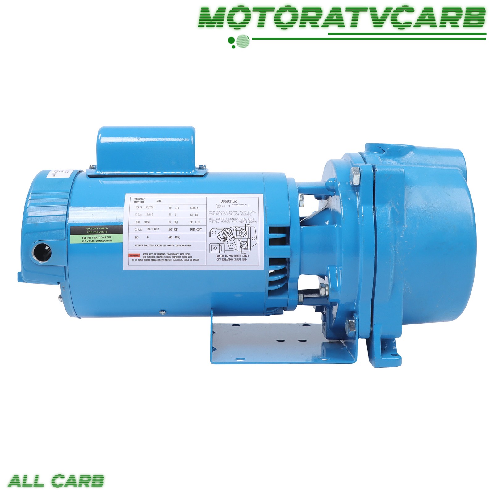 ALL-CARB GT15 1.5 HP Water Well Irrigation Sprinkler Pump 115/230V Self Priming