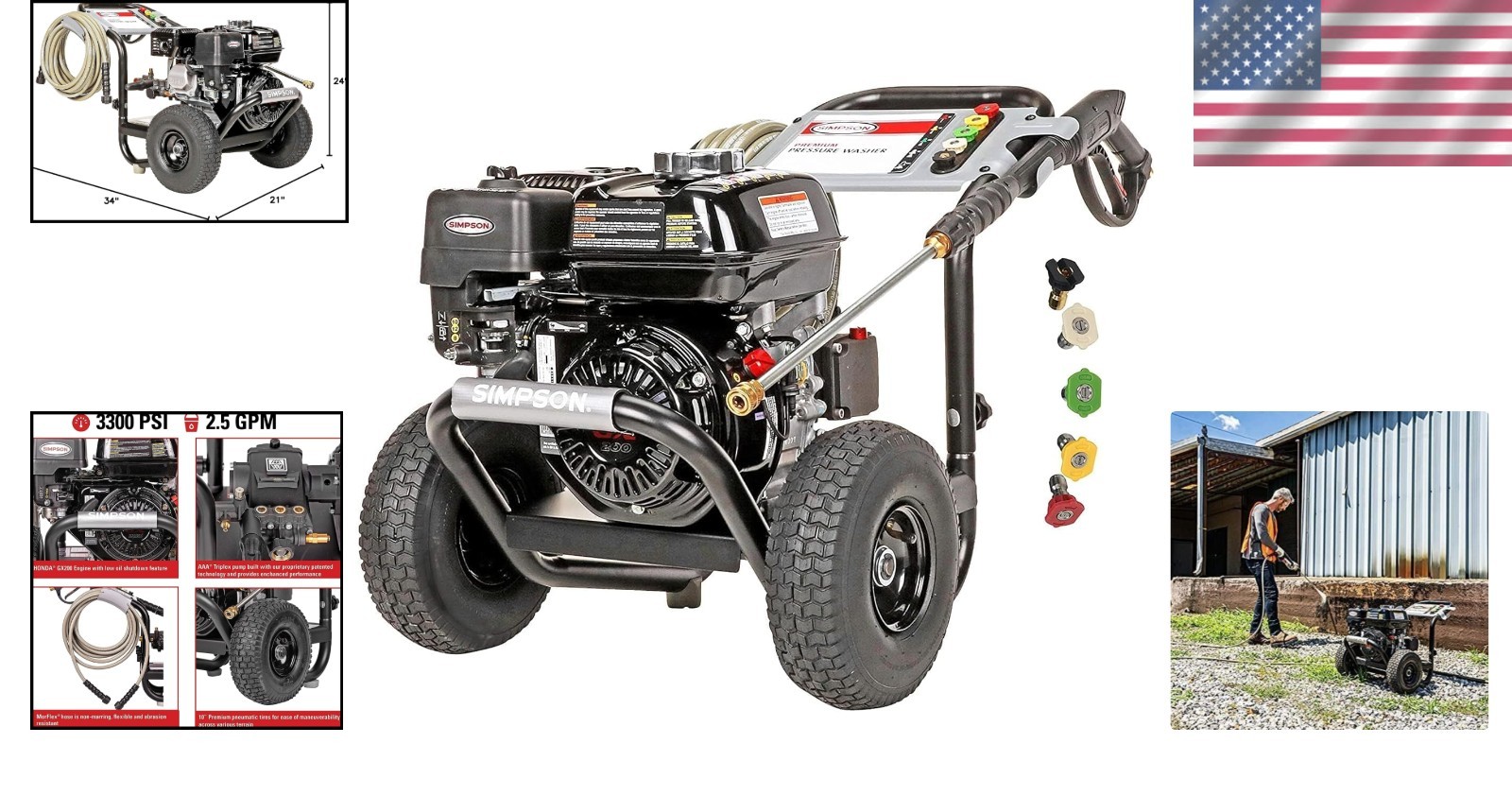 Versatile 3300 PSI Gas Pressure Washer – Perfect for Decks, Paint Prep & More