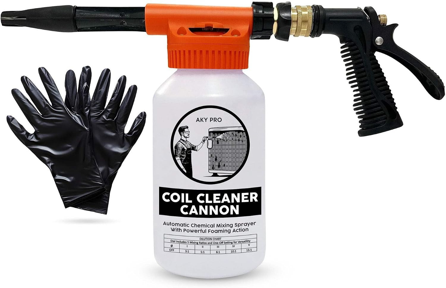 AC Coil Cleaner Cannon Sprayer, 2-Quart HVAC Coil Cannon | Automatic Mixing Foam