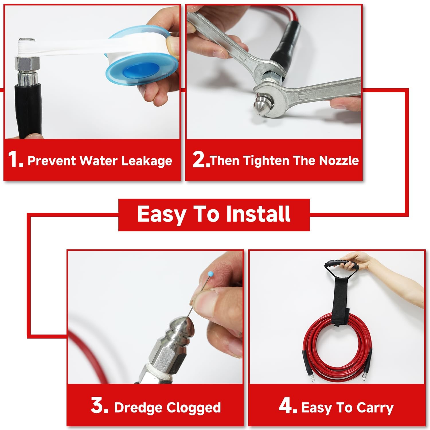 NIFUAL Sewer Jetter Kit for Pressure Washer,100FT 5800PSI Pressure Drain Clea…