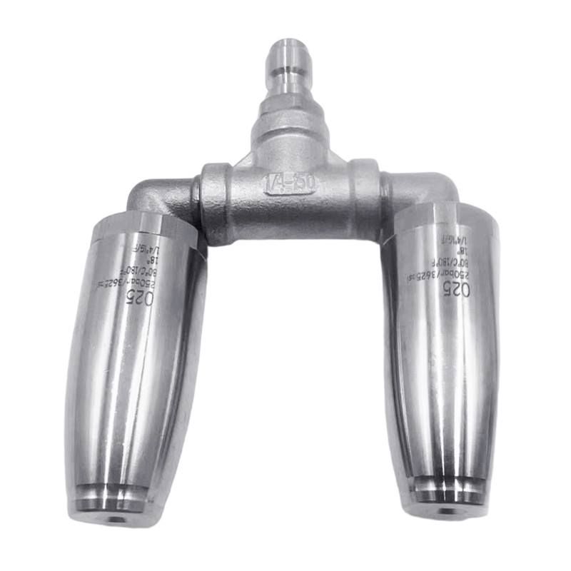 Stainless Steel Double Nozzle With 360 Degree Rotation Water Pressure Nozzle Tip