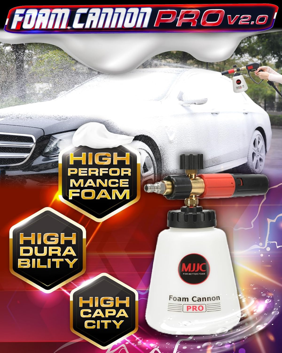 Foam Cannon Pro V2.0 (Thicker Snow Foam Technology) with 1/4 Inch Quick Connecto