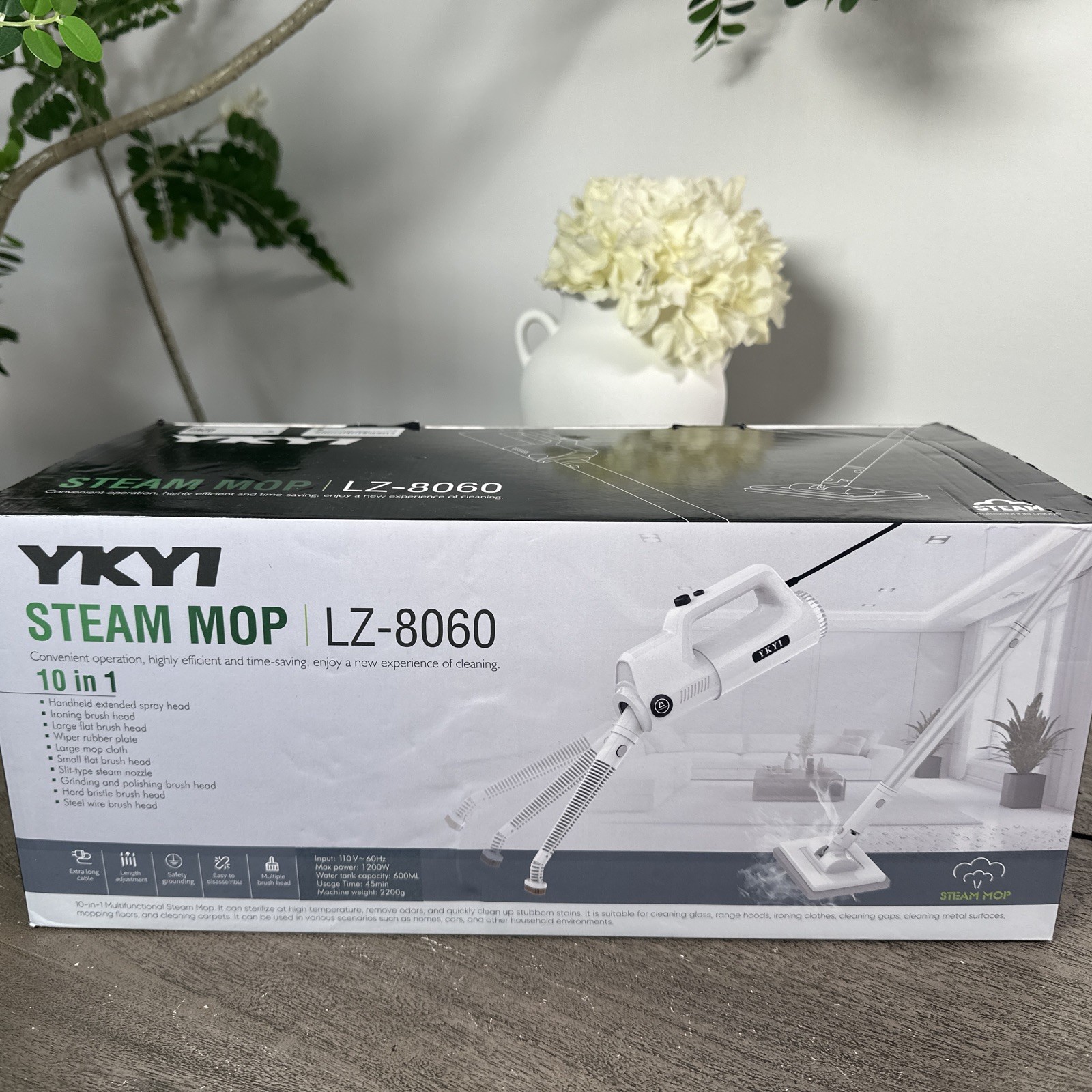 YKYI Steam Mop 30 Speed Level 1200W, 10 in 1 Nozzle 24′, 11 Attachments