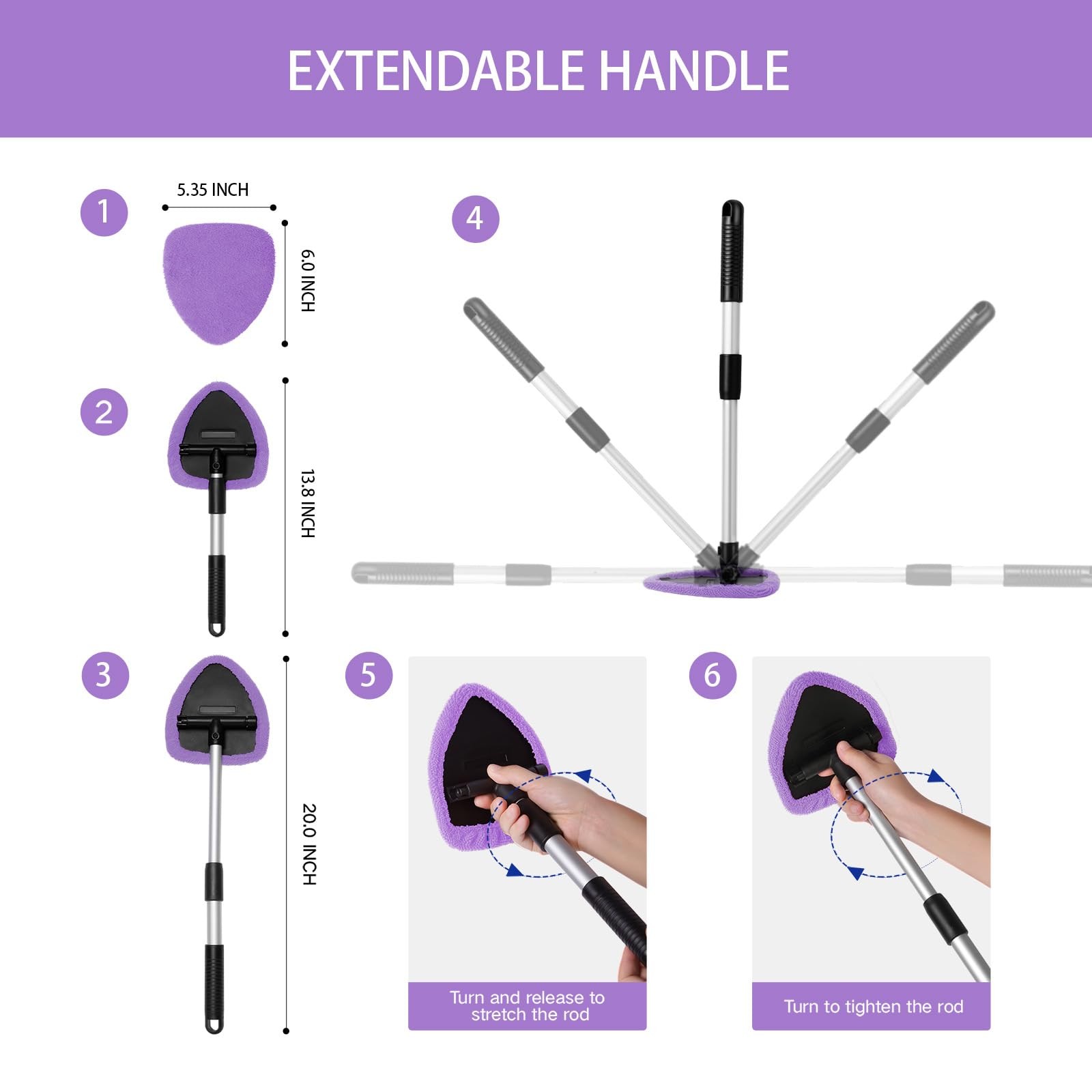 Qydipclin 10pcs Windshield Cleaning Tool Inside Car Window Cleaner Purple