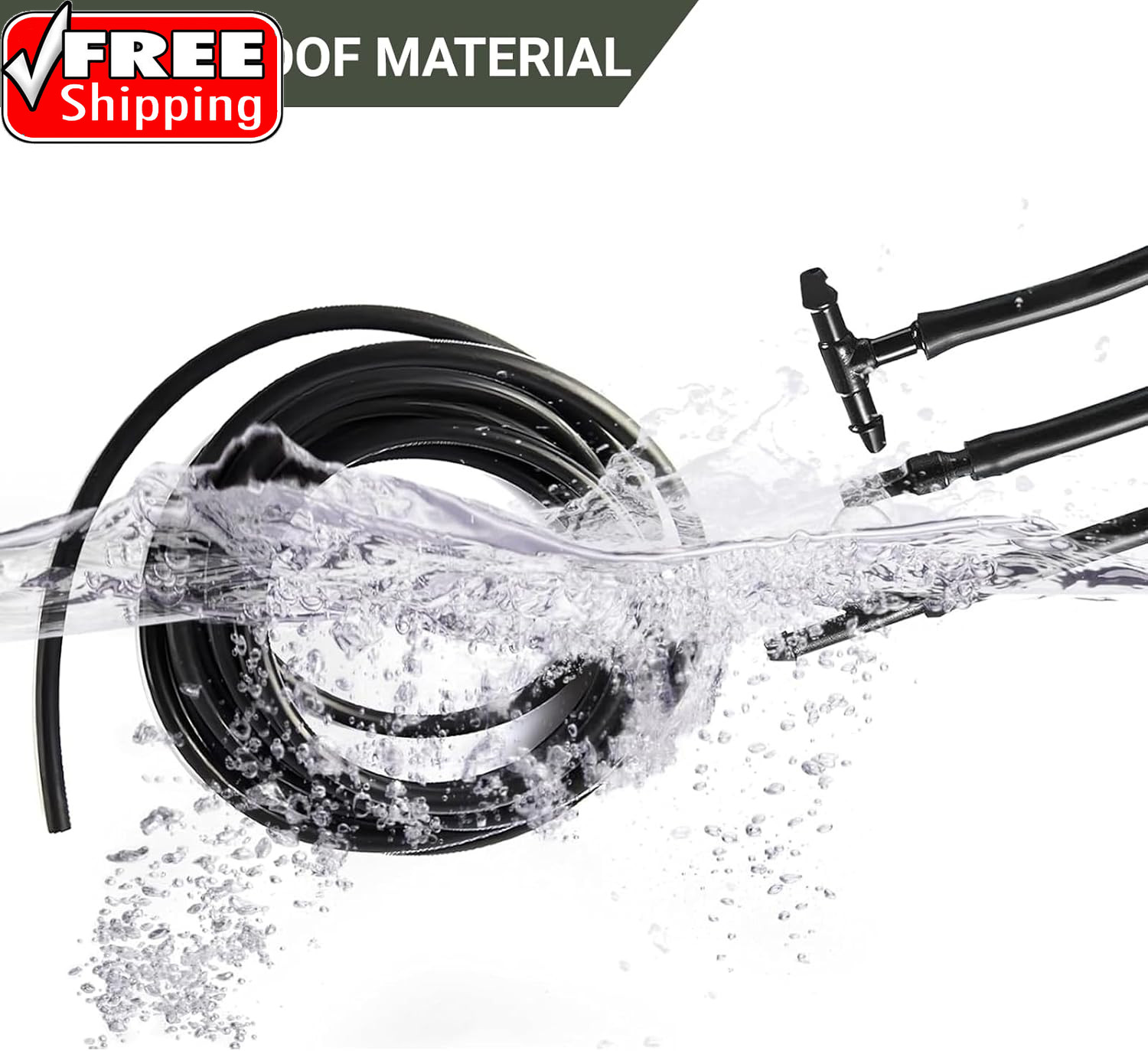 Windshield Washer Hose Kit, 5M Washer Fluid Hose with 12 Pcs Connectors, 2 Fan N