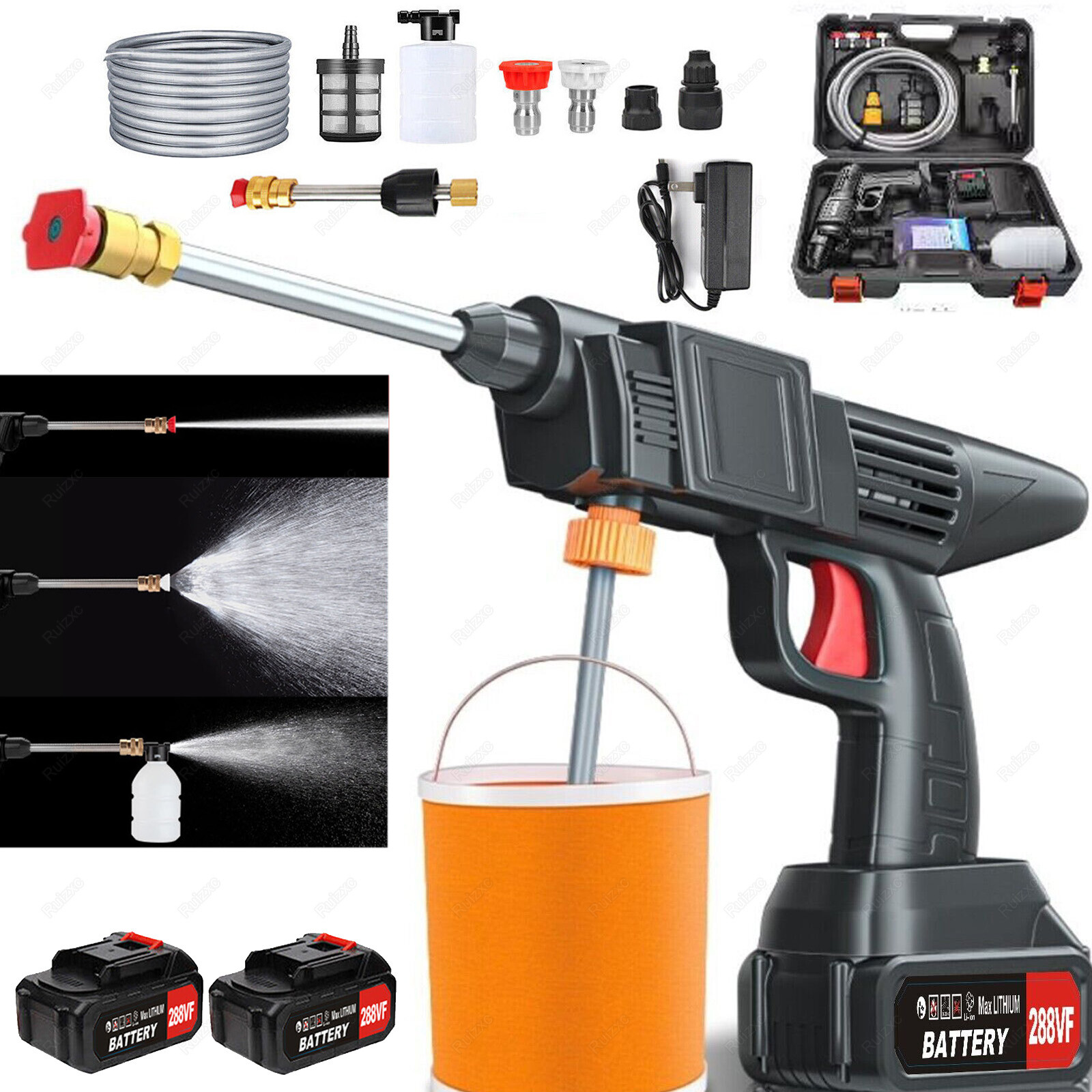 Cordless Electric High Pressure Water Spray Gun Portable Car Washer Cleaner Tool