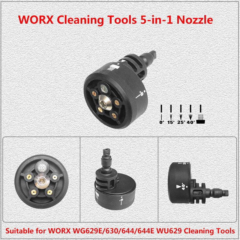 5-in-1 fits WORX Adjustable Nozzle for Hydroshot WG629E WG630/644 Cleaning Tools