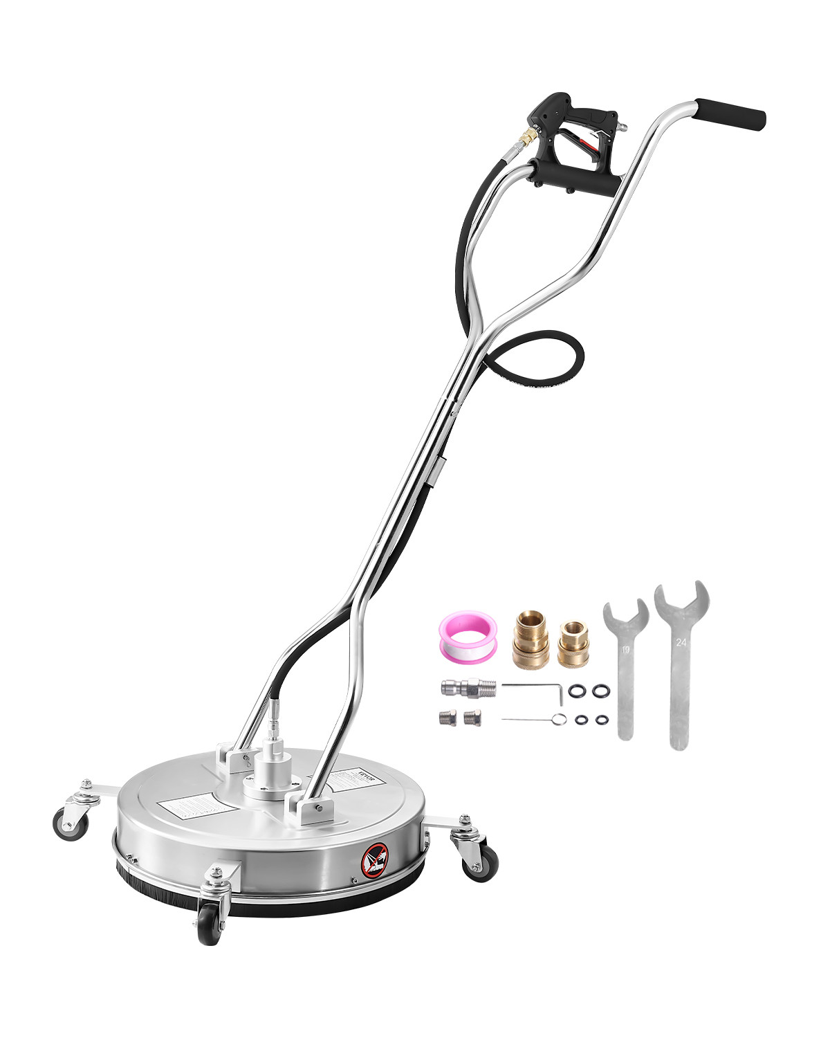 VEVOR 20″ Pressure Washer Surface Cleaner 4 Wheels Dual Handle 4500 Max PSI