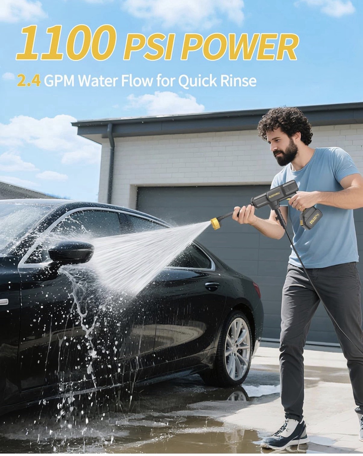 21 Volt 1100 PSI Portable Handheld Pressure Washer Any Water Source 6 In 1