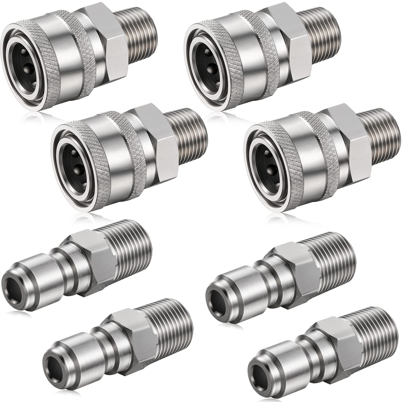 Shimeyao 4 Sets NPT 1/4 Inch Pressure Washer Coupler Quick Connect Plug Male …