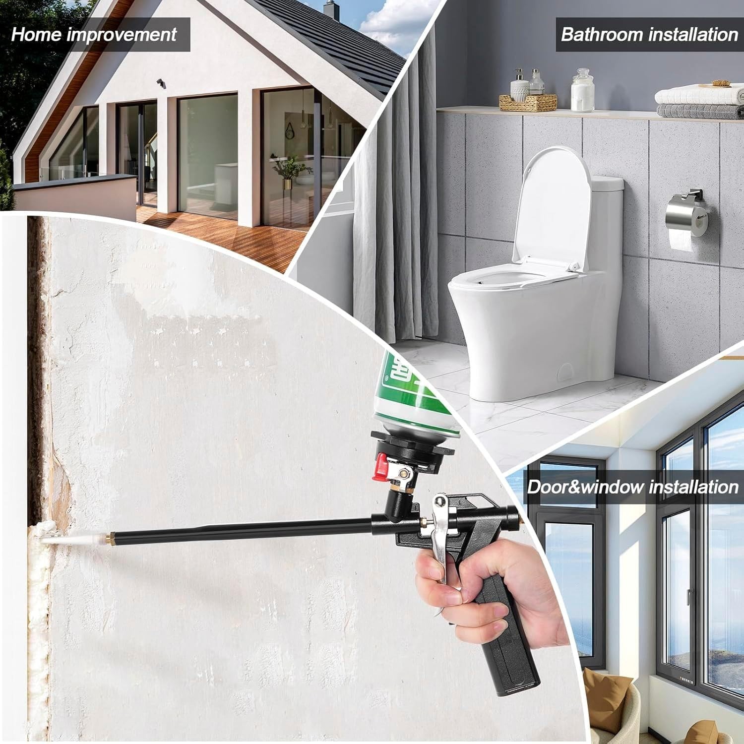 Multi-Purpose Foam Insulation Gun with Three Stainless Steel Nozzles Included