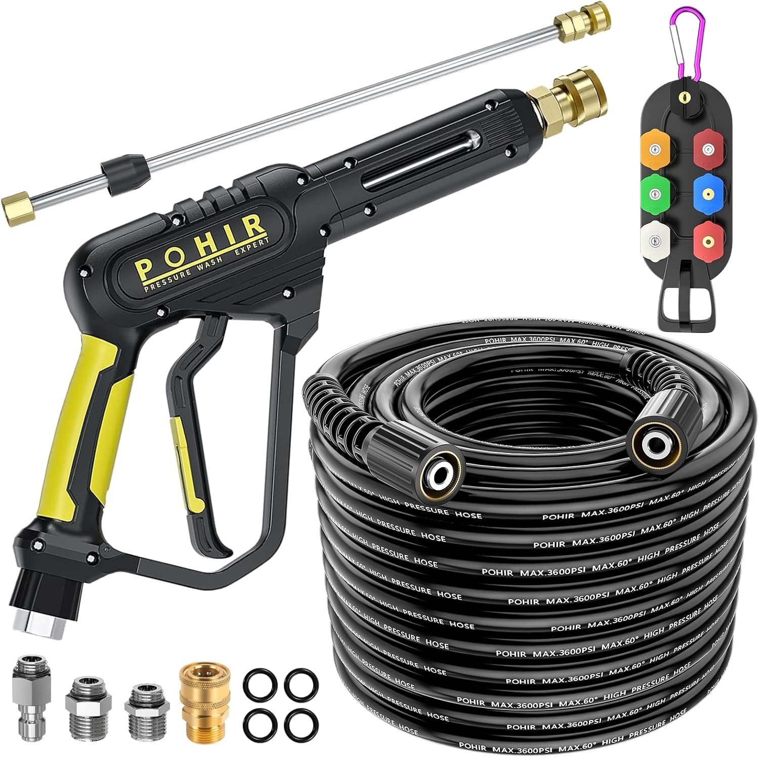 Durable 50ft Pressure Washer Kit with Swivel Gun & Extension Wand Included