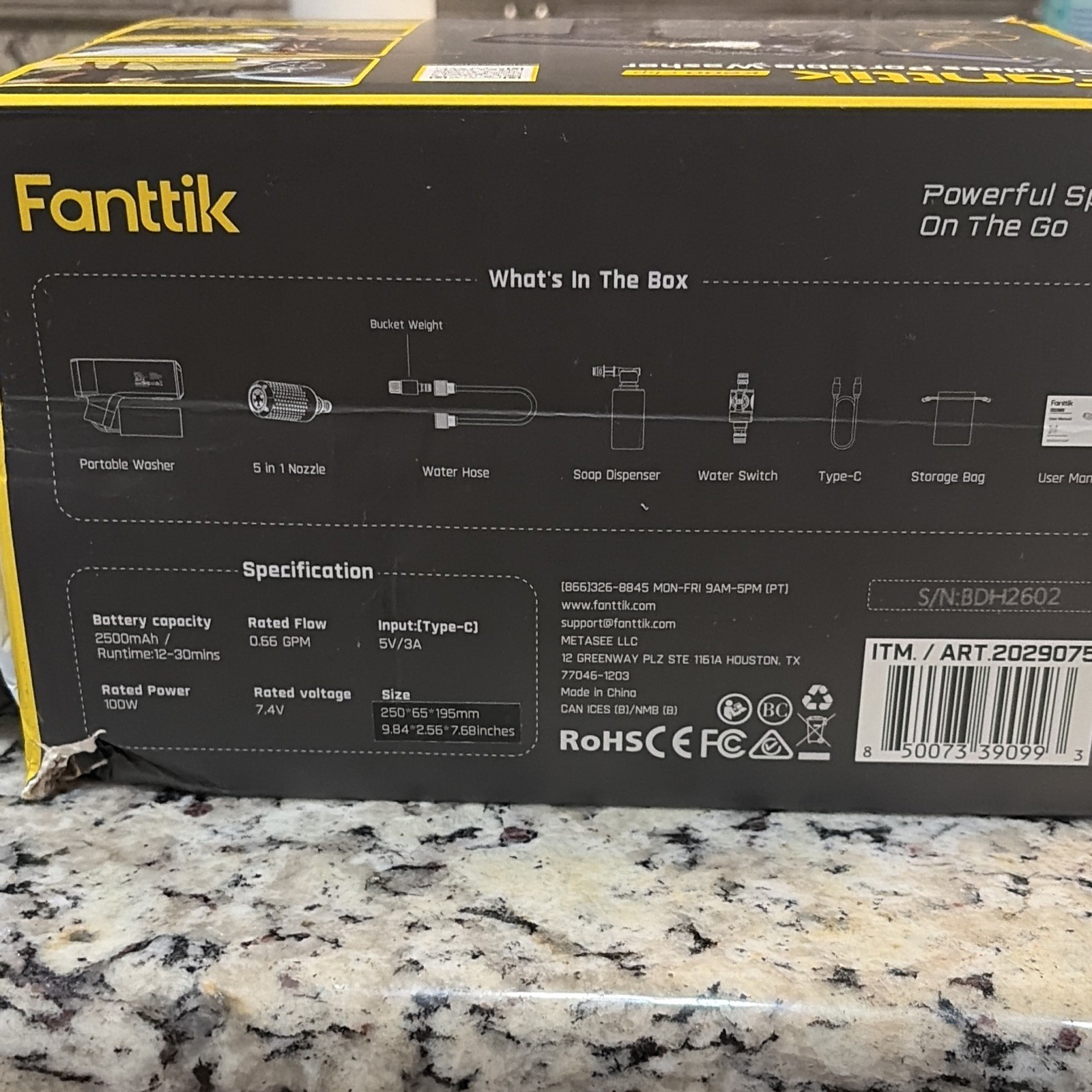 Fanttik K200 Flip Cordless Foldable Pressure Washer, 5-in-1 Nozzle, Black