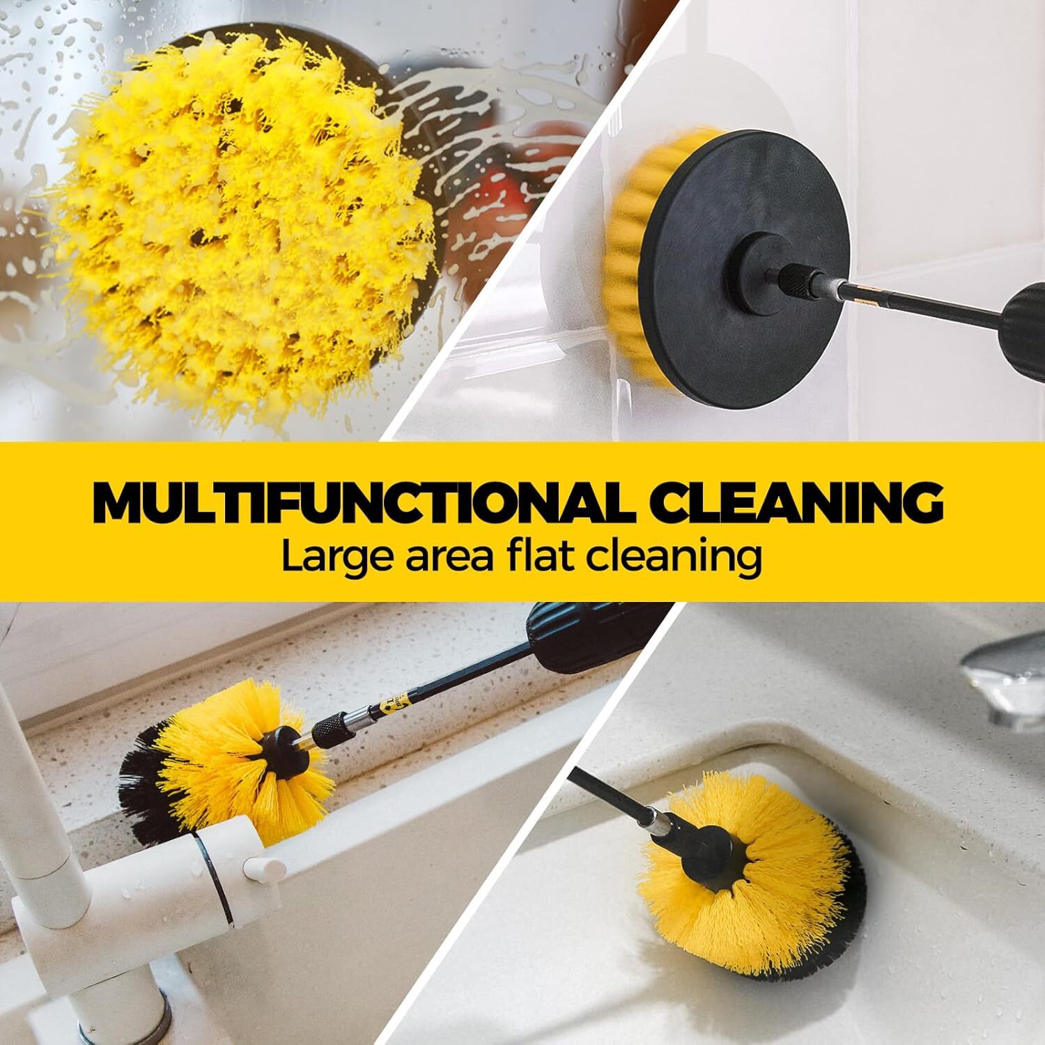 Holikme 6Pack Cleaning Brush Power Scrubber Extended Yellow