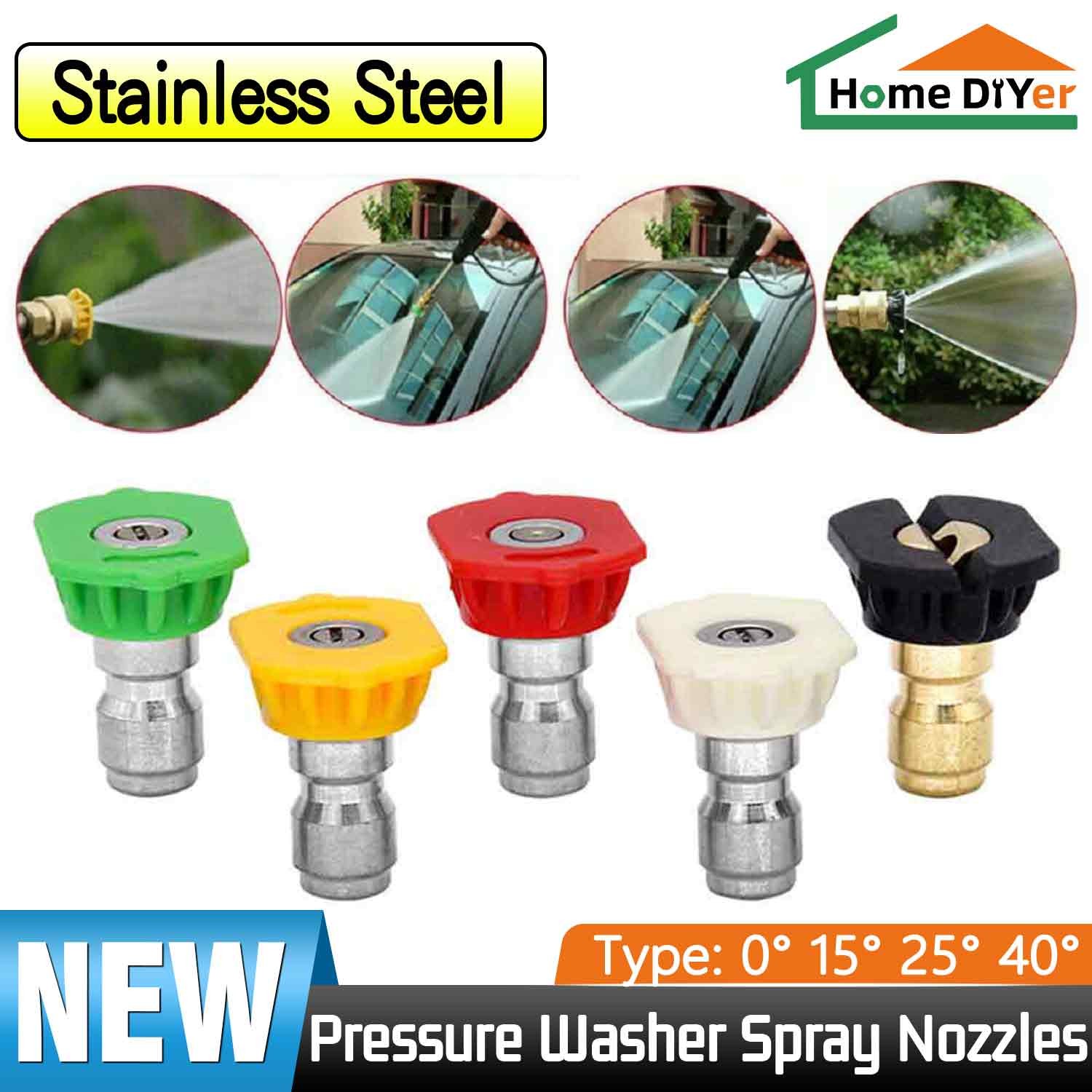 0° – 40° High Pressure Washer Spray Nozzles Quick Connect Tip For Washer Gun