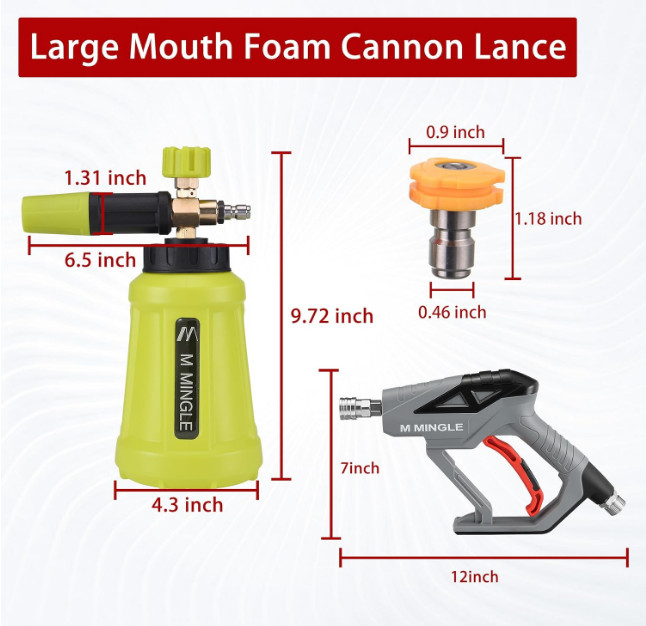 High Pressure Washer Gun Snow Foam Lance 4000 PSI Cannon Foam Blaster Powe…